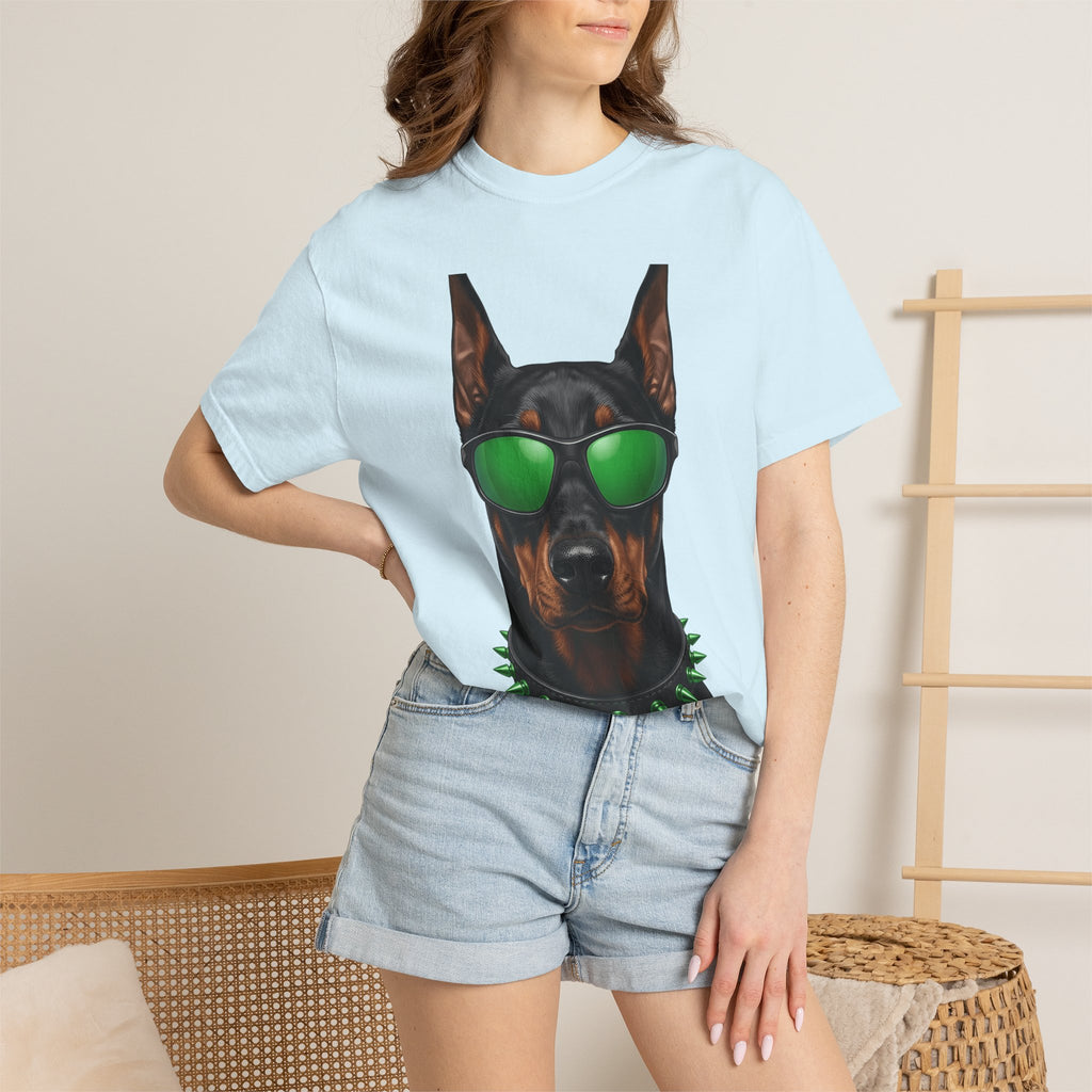 Doberman Pup Shirt St Patrick's Day Canine Fan Gift Women Lifelike Tee Dobermann T-Shirt Luck Fan Realistic Tshirt Dog Graphic Minimalist