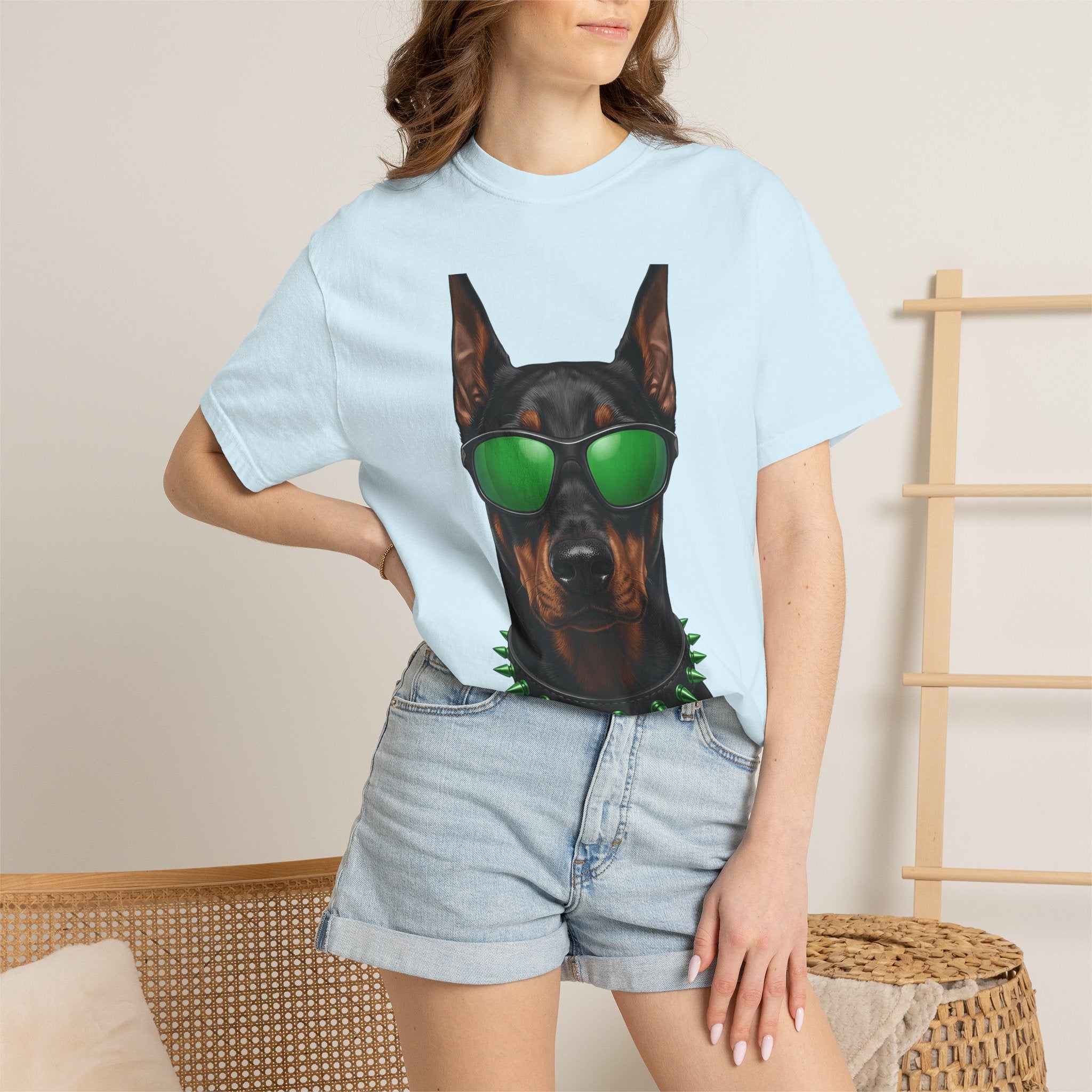Doberman Pup Shirt St Patrick's Day Canine Fan Gift Women Lifelike Tee Dobermann T-Shirt Luck Fan Realistic Tshirt Dog Graphic Minimalist