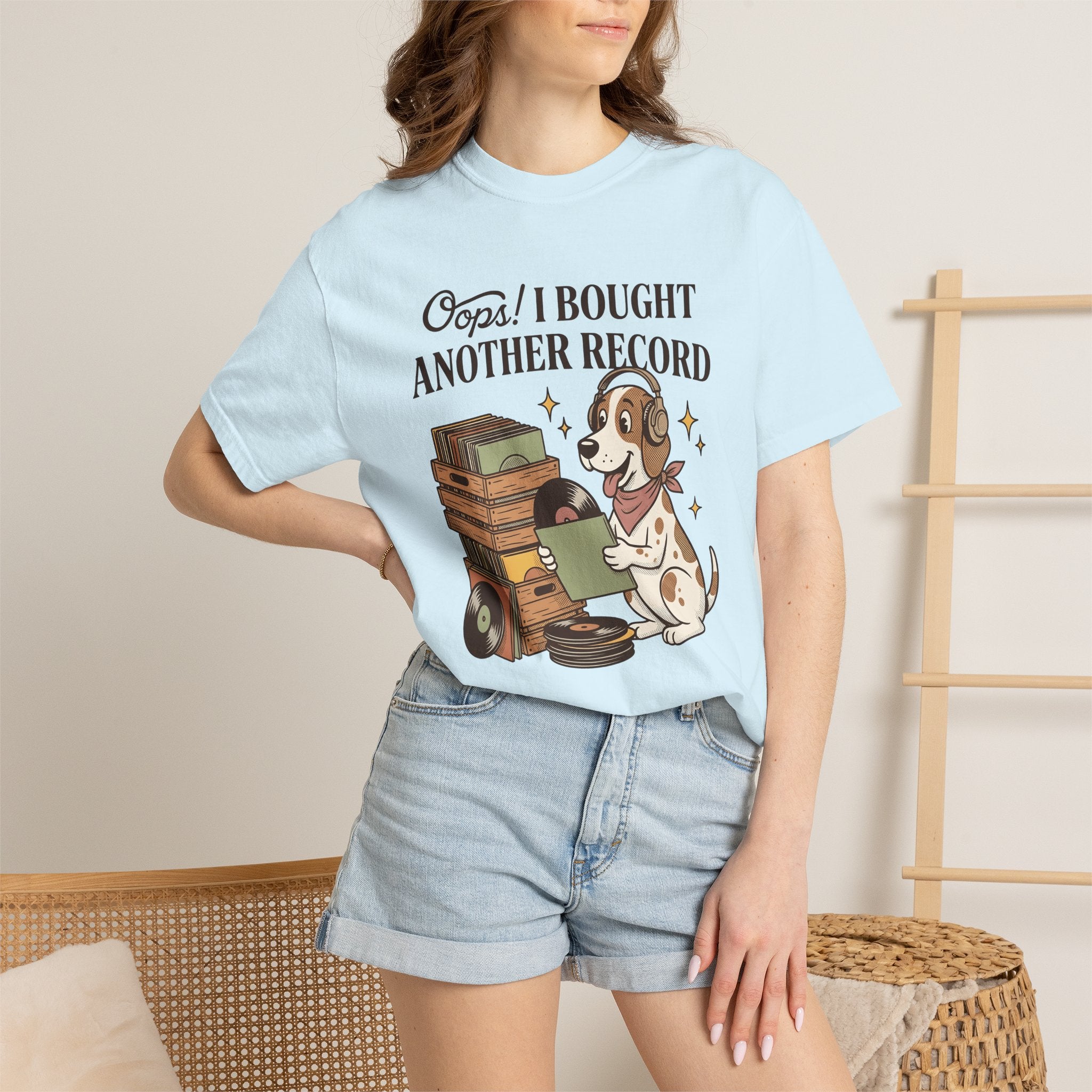 Dog Headphones Shirt Cute Music Gift Women Cartoon Tee Canine Headphones T-Shirt Adorable Fan Puppy Tshirt Music Graphic Vintage Vinyl