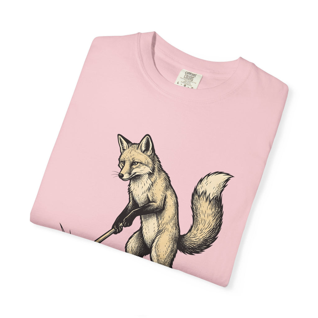 Fox Playing Croquet Shirt Sports Animal Gift Women Hand Drawn Tee Fox T-Shirt Athlete Fan Vixen Graphic Tshirt Vintage Mallet Tshirt