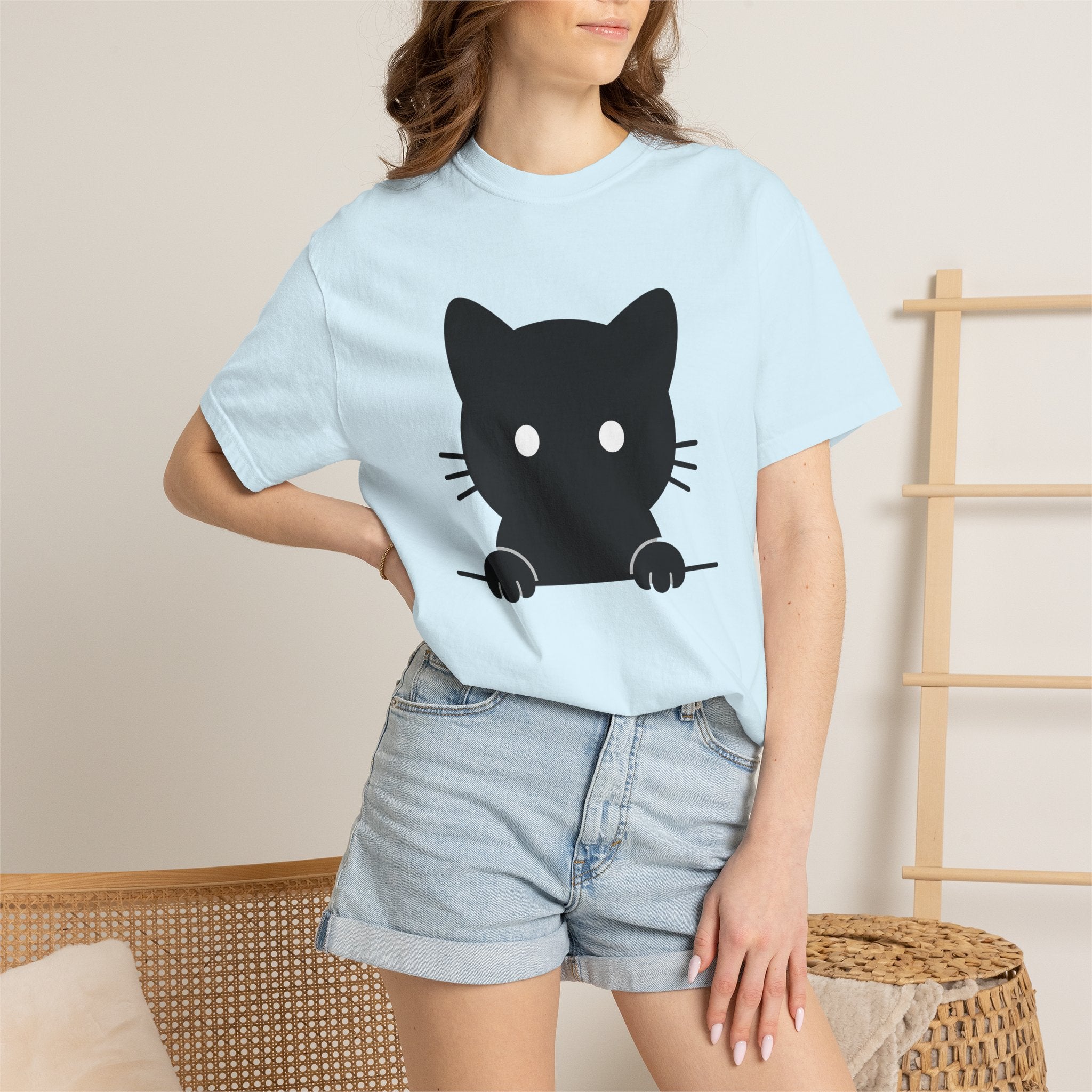 Black Feline Shirt Cat Nature Gift Women Basic Tee Cat T-Shirt Cat Fan Kitten Tshirt Wilderness Graphic Current Mustache Tshirt