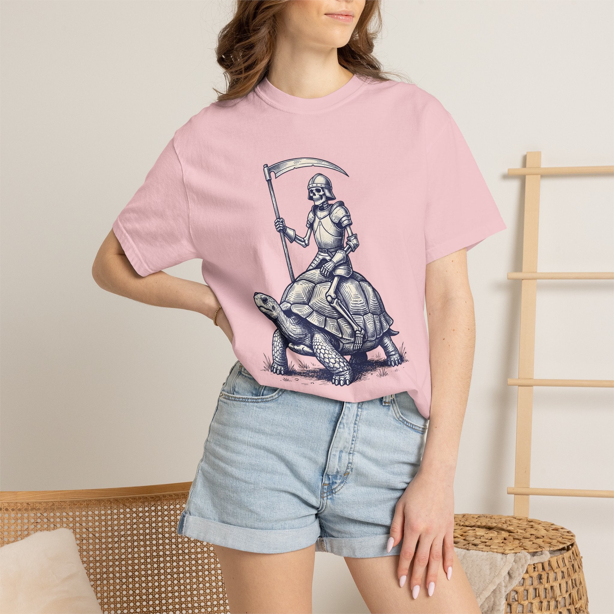 Skeleton Warrior Turtle Shirt Gothic Autumn Gift Women Lifelike Tee Turtle Skeleton T-Shirt Dark Fan Realistic Tshirt Fall Graphic Classic