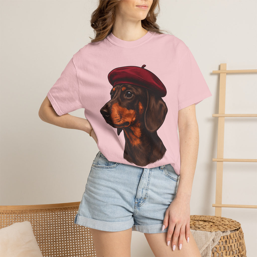 Dachshund Dog Shirt Dog Creatures Gift Women Natural Tee Wiener Dog T-Shirt Dog Fan Doxie Graphic Tshirt Hand Drawn Cap Tshirt