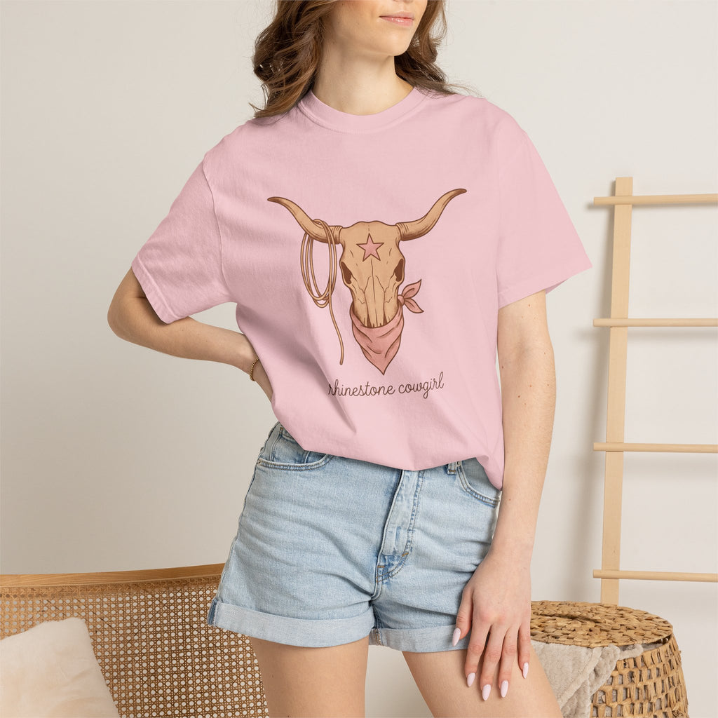 Steer Skull Shirt Cowgirl Livestock Gift Women Cowboy Tee Bull Skull T-Shirt Rancher Fan Western Tshirt Cattle Graphic Retro Scarf Tshirt