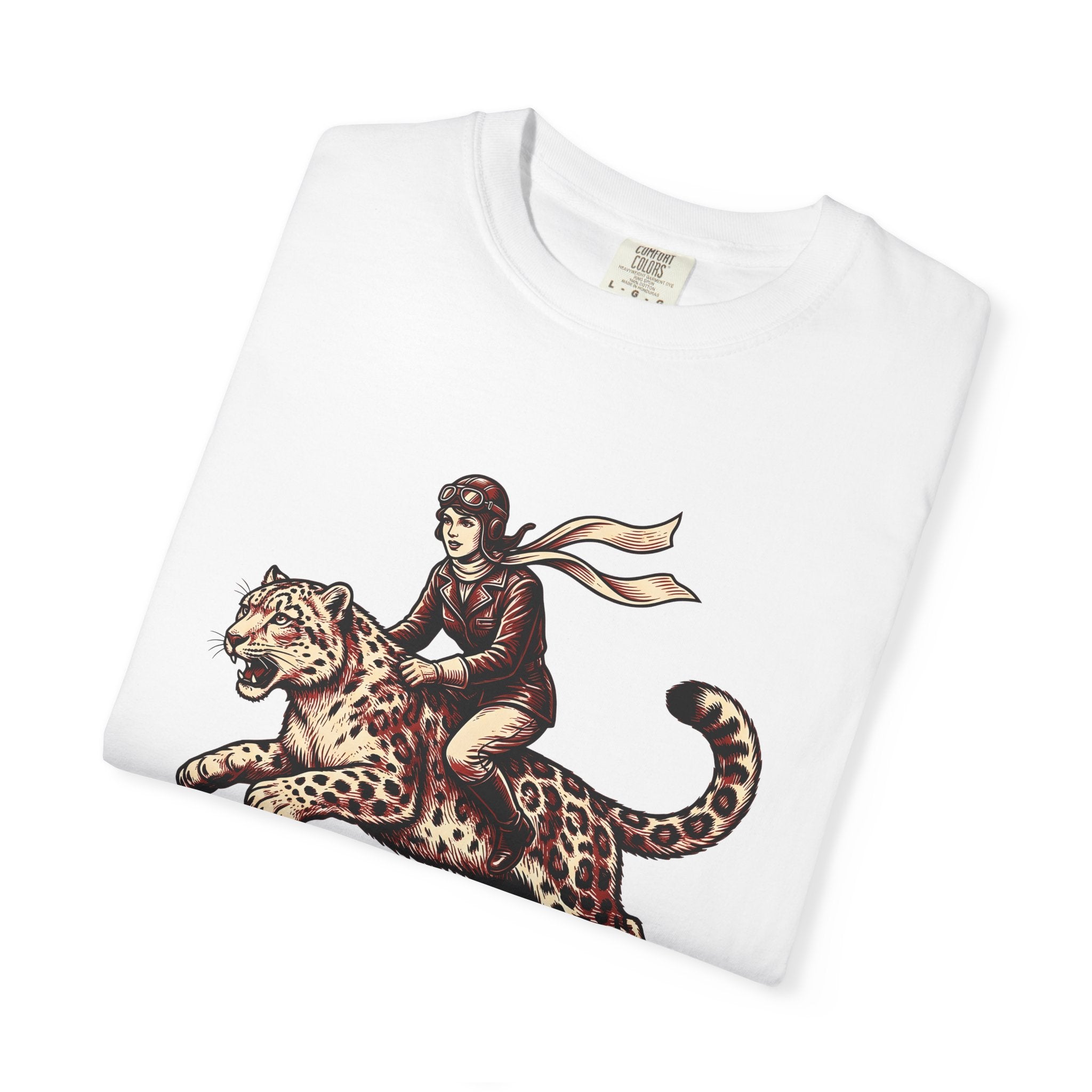 Flyer Sitting Leopard Shirt Cat Journey Gift Women Classic Tee Leopard T-Shirt Cat Fan Vintage Tshirt Travel Graphic Line Art Bandana Tshirt