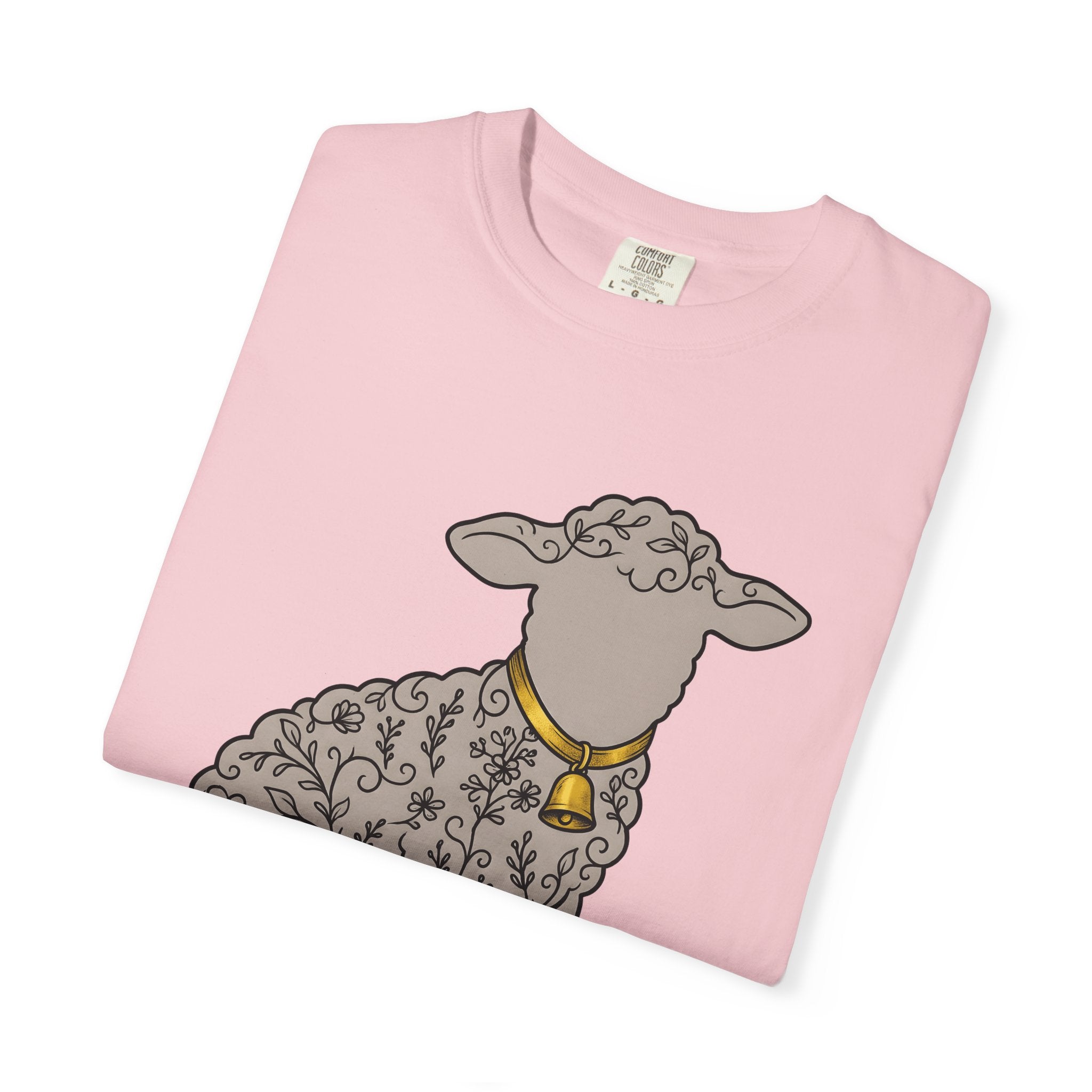 Lamb Floral Shirt Easter Farmhouse Gift Women Hand Drawn Tee Sheep T-Shirt Easter Fan Lamb Tshirt Rustic Graphic Minimalist Bell Tshirt