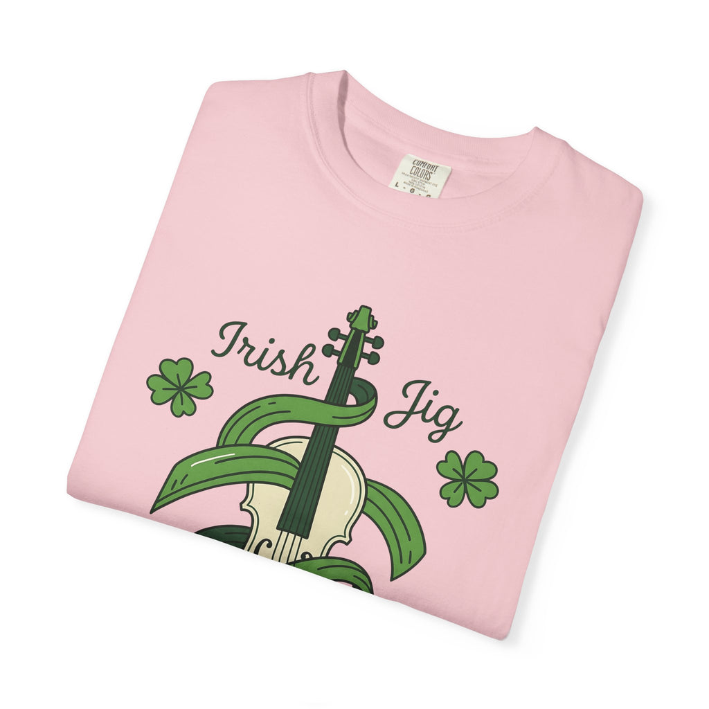 Fiddle Clover Shirt St Patrick's Day Sound Gift Women Line Art Tee Shamrock T-Shirt Luck Fan Illustrated Graphic Tshirt Antique Green Leaf