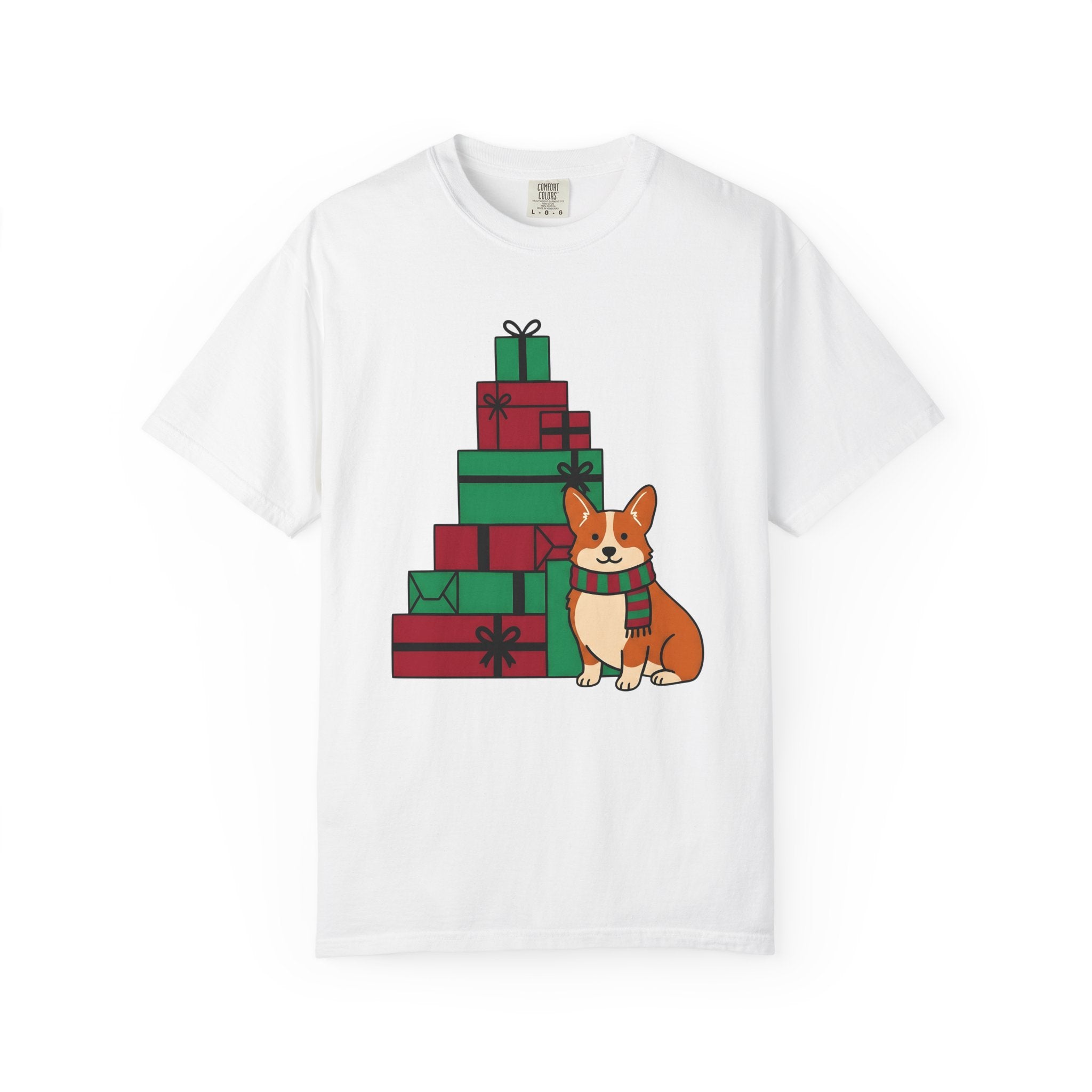 Corgi Puppy Shirt Dog Holiday Gift Women Comic Tee Puppy T-Shirt Dog Fan Cartoon Tshirt Christmas Graphic Simple Presents Tshirt