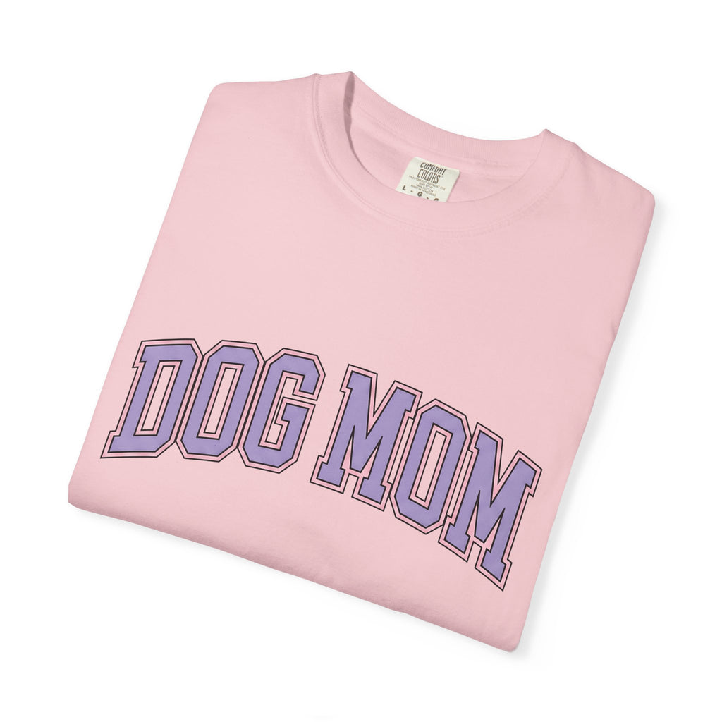 Varsity Script Shirt Dog Mom Furry Gift Women Heavy Tee Letterman T-Shirt Dog Mom Fan Bold Tshirt Pet Graphic Old School Dog Tshirt