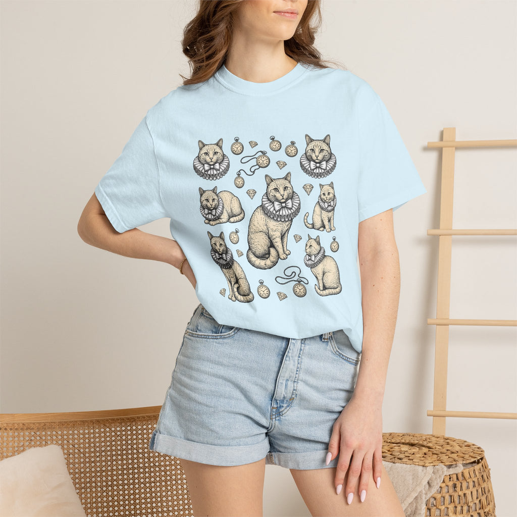 Noble Cat Shirt Cat Wildlife Gift Women Rustic Tee Kitty T-Shirt Cat Fan Feline Tshirt Animal Graphic Outline Pocket Timepiece Tshirt