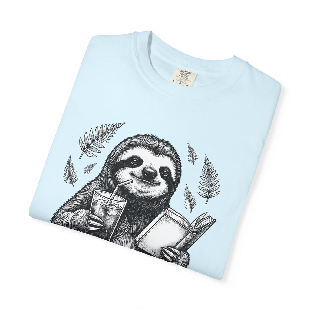 Slow Sloth Shirt Animals Satire Gift Women Line Art Tee Sloth T-Shirt Wildlife Fan Minimalist Tshirt Parody Graphic Aged Palm Leaves Tshirt