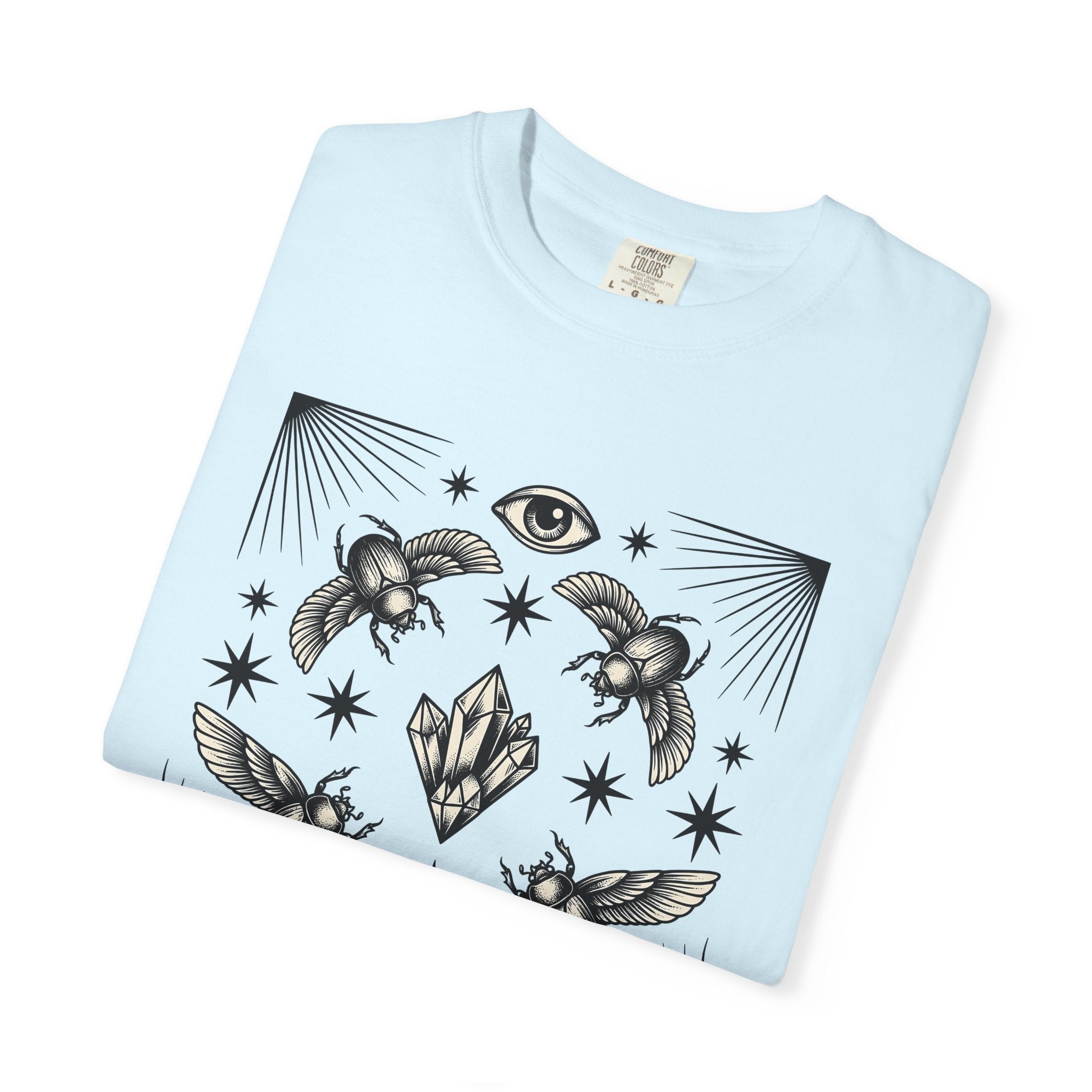 Scarab Beetle Shirt Mystic Boho Gift Women Tattoo Tee Beetle T-Shirt Spiritual Fan Sacred Tshirt Hippie Graphic Vintage Crystal Tshirt