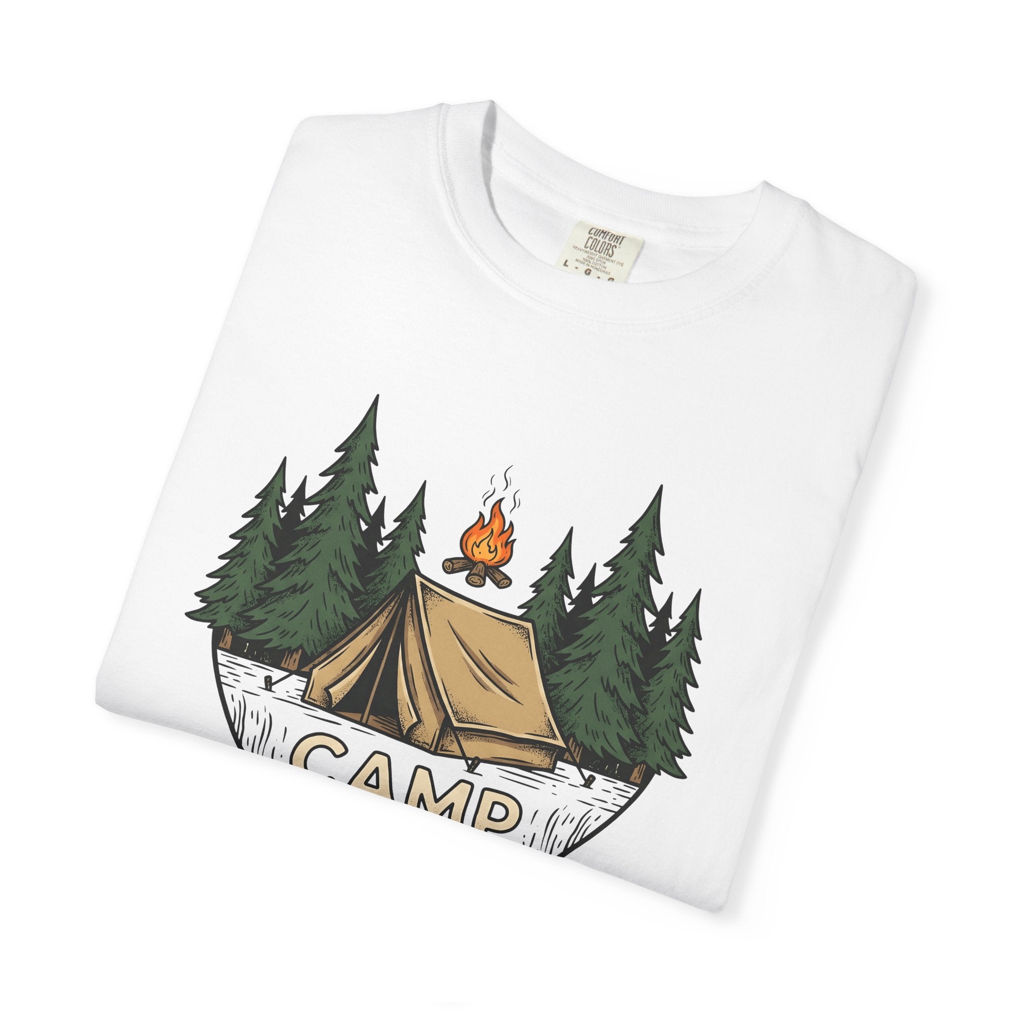 Camping Tent Shirt Camping Adventure Gift Women Line Art Tee Shelter T-Shirt Camper Enthusiast Illustration Design Graphic Cartoon Pine
