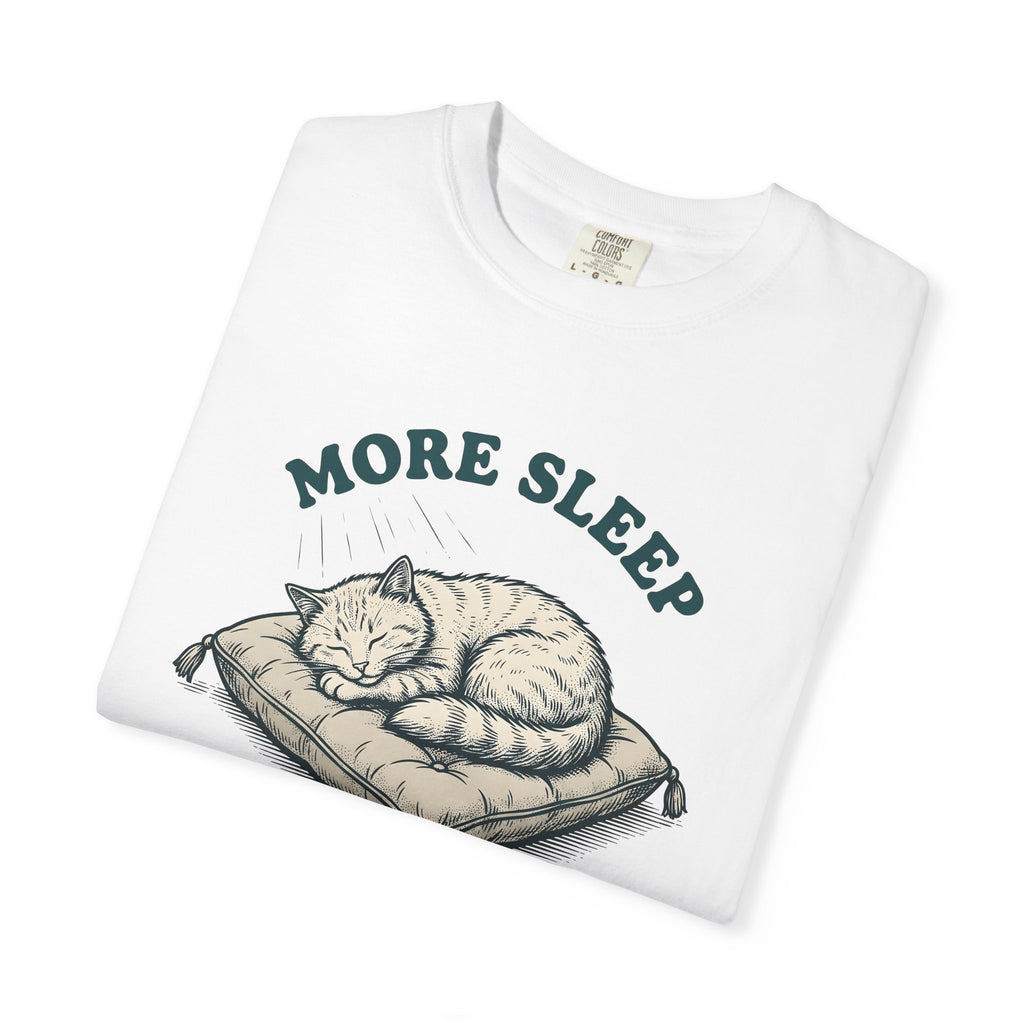 Sleeping Cat Shirt Cat Animal Gift Women Hand Drawn Tee Kitten T-Shirt Cat Fan Illustrated Tshirt Creature Graphic Vintage Pillow Tshirt