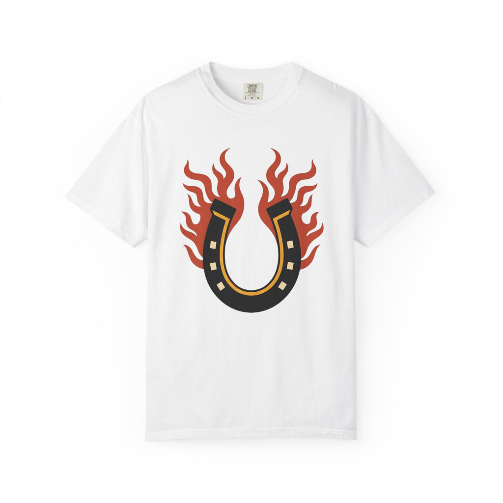 Fiery Horseshoe Shirt St. Valentine's Day Fortune Gift Women Minimalist Graphic Tee Horseshoe T-Shirt Valentine Fan Simple Tshirt Prosperity