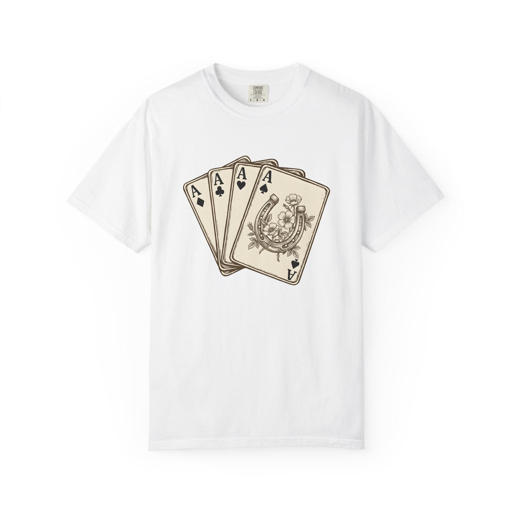 Playing Cards Shirt Cowgirl Gambling Gift Women Vintage Tee Poker T-Shirt Cowboy Fan Retro Tshirt Betting Graphic Western Horseshoe Tshirt