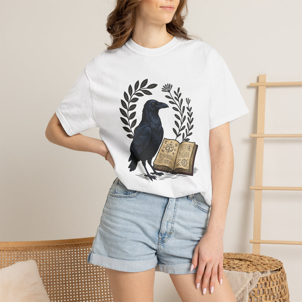 Crow Journal Shirt Halloween Magic Gift Women Retro Tee Diary T-Shirt Horror Fan Occult Tshirt Mystic Graphic Sketch Floral Tshirt