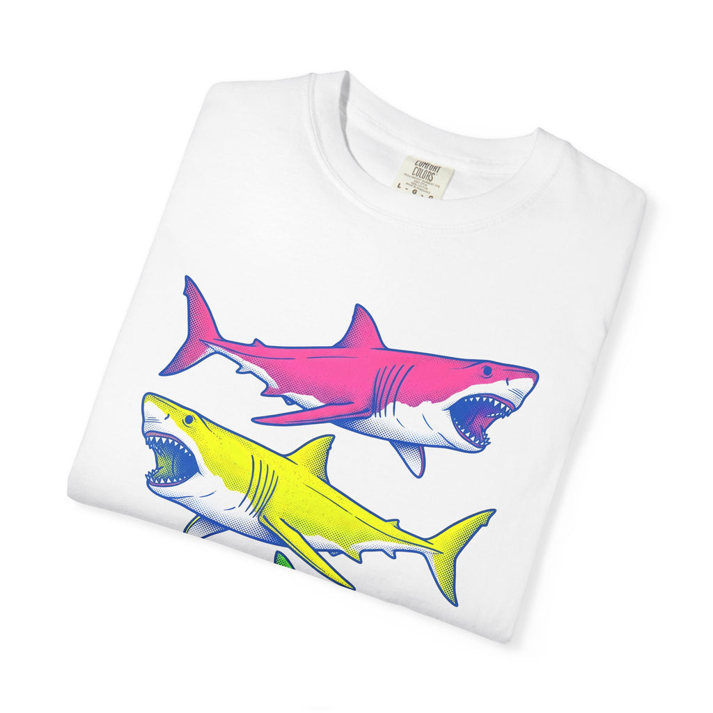 Bright Shark Shirt Ocean Sea Life Gift Women Comic Tee Shark T-Shirt Marine Fan Cartoon Tshirt Marine Graphic Vintage Glowing Creature