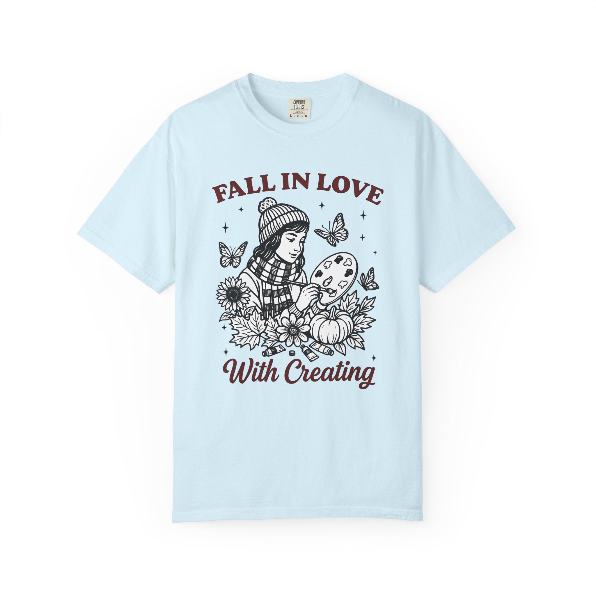 Artist Girl Shirt Art Autumn Gift Women Hand Drawn Tee Illustrator T-Shirt Artistic Art Enthusiast Drawing Design Fall Graphic Vintage