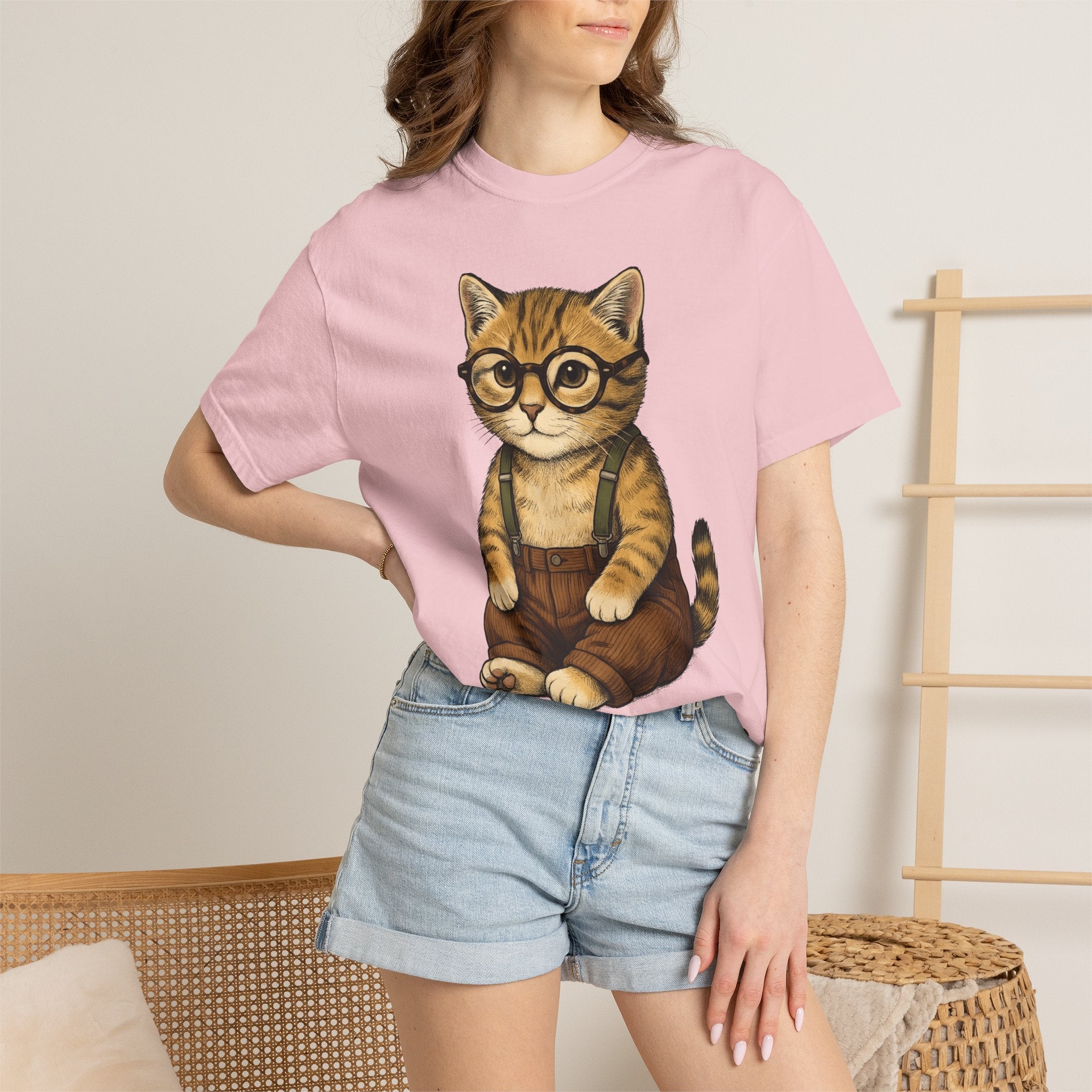 Tiger Cat Shirt Cat Comedy Gift Women Charming Tee Cat T-Shirt Cat Fan Cute Tshirt Humor Graphic Classic Eyeglasses Tshirt