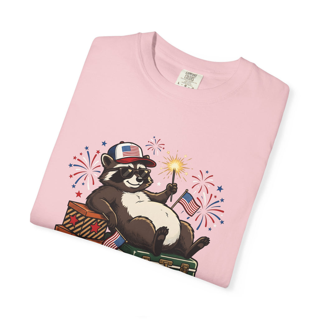 Raccoon Usa Shirt 4th Of July Wildlife Gift Women Comic Tee Trash Panda T-Shirt Independence Day Fan Cartoon Tshirt Animal Graphic Retro