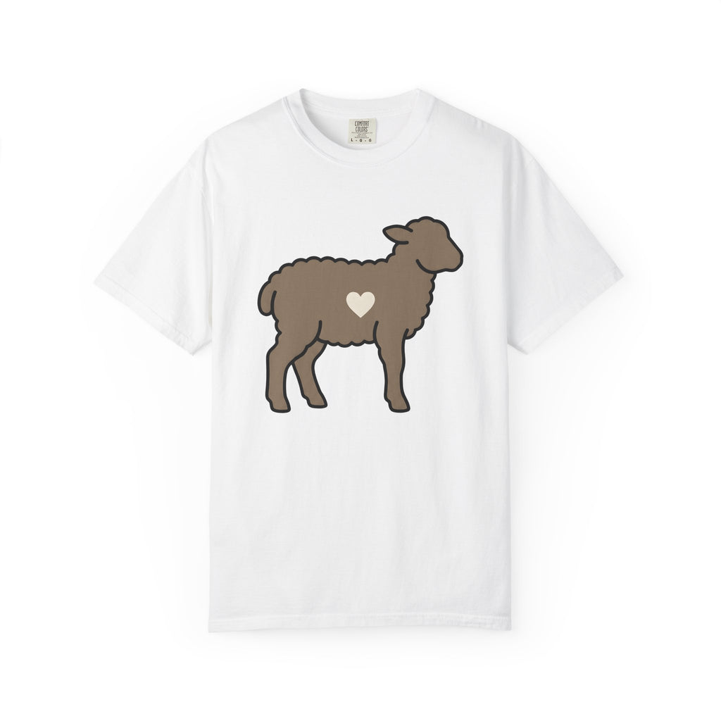 Lamb Shirt Easter Creatures Gift Women Sweet Tee Sheep T-Shirt Spring Fan Lamb Graphic Tshirt Clean Heart Shape Tshirt