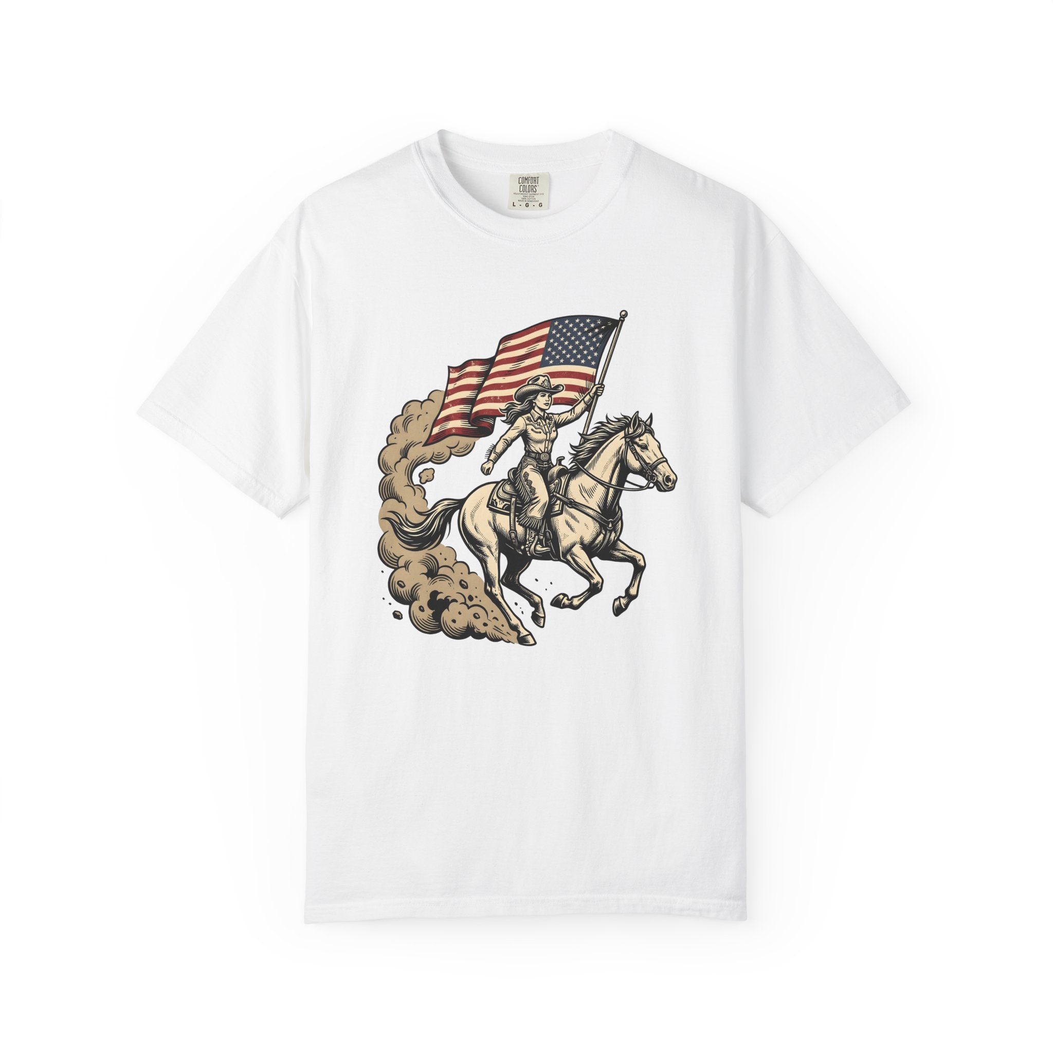 Cowgirl Horse Shirt Cowgirl Western Gift Women Vintage Tee Horseman T-Shirt Cowboy Fan Rodeo Graphic Tshirt Retro American Flag Tshirt