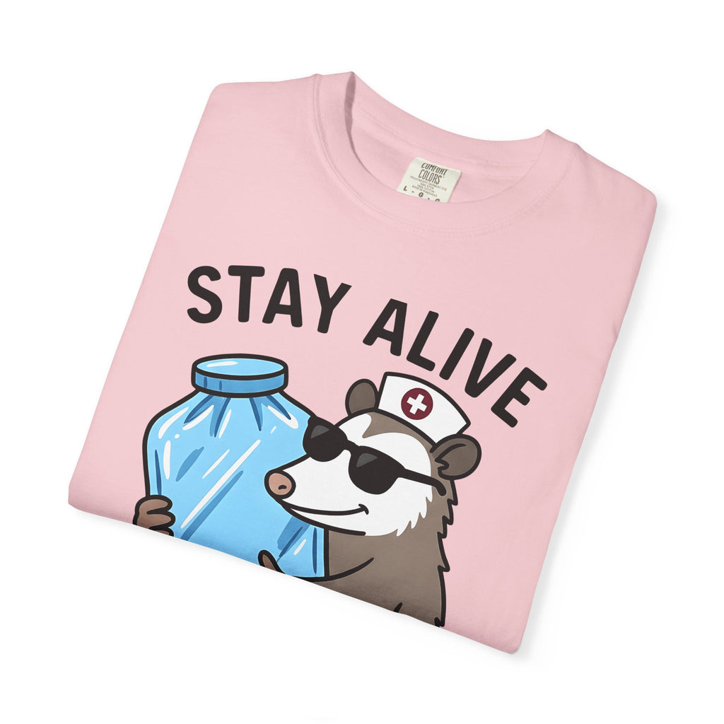 Opossum Nurse Shirt Nurses Humor Gift Women Cartoon Tee Possum T-Shirt Nurse Enthusiast Caricature Tshirt Funny Graphic Doodle Ice Pack