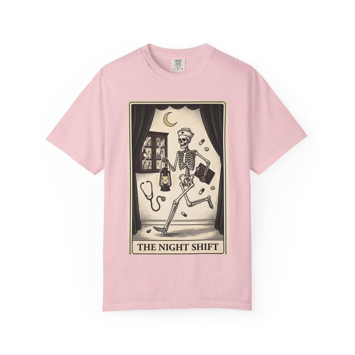 Skeleton Nurse Shirt Nurse Horror Gift Women Hand Drawn Tee Bones T-Shirt Rn Fan Skull Tshirt Horror Graphic American Traditional Tattoo