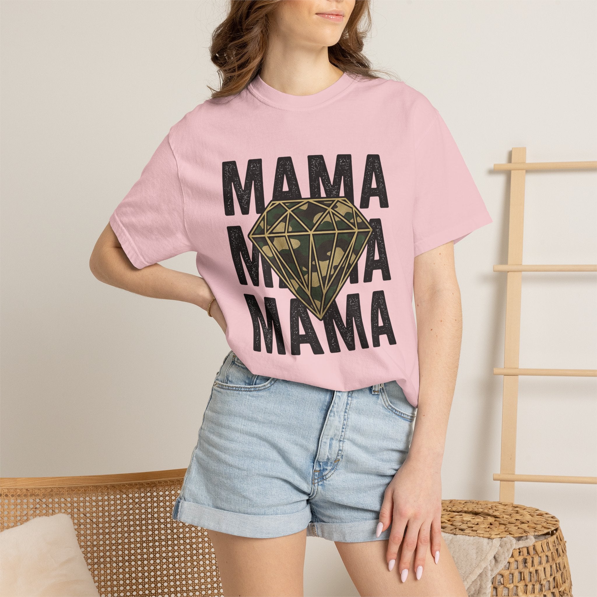 Diamond Design Shirt Mom Present Gift Women Vintage Tee Jewel T-Shirt Mother Fan Gemstone Tshirt Gift Graphic Classic Camo Tshirt