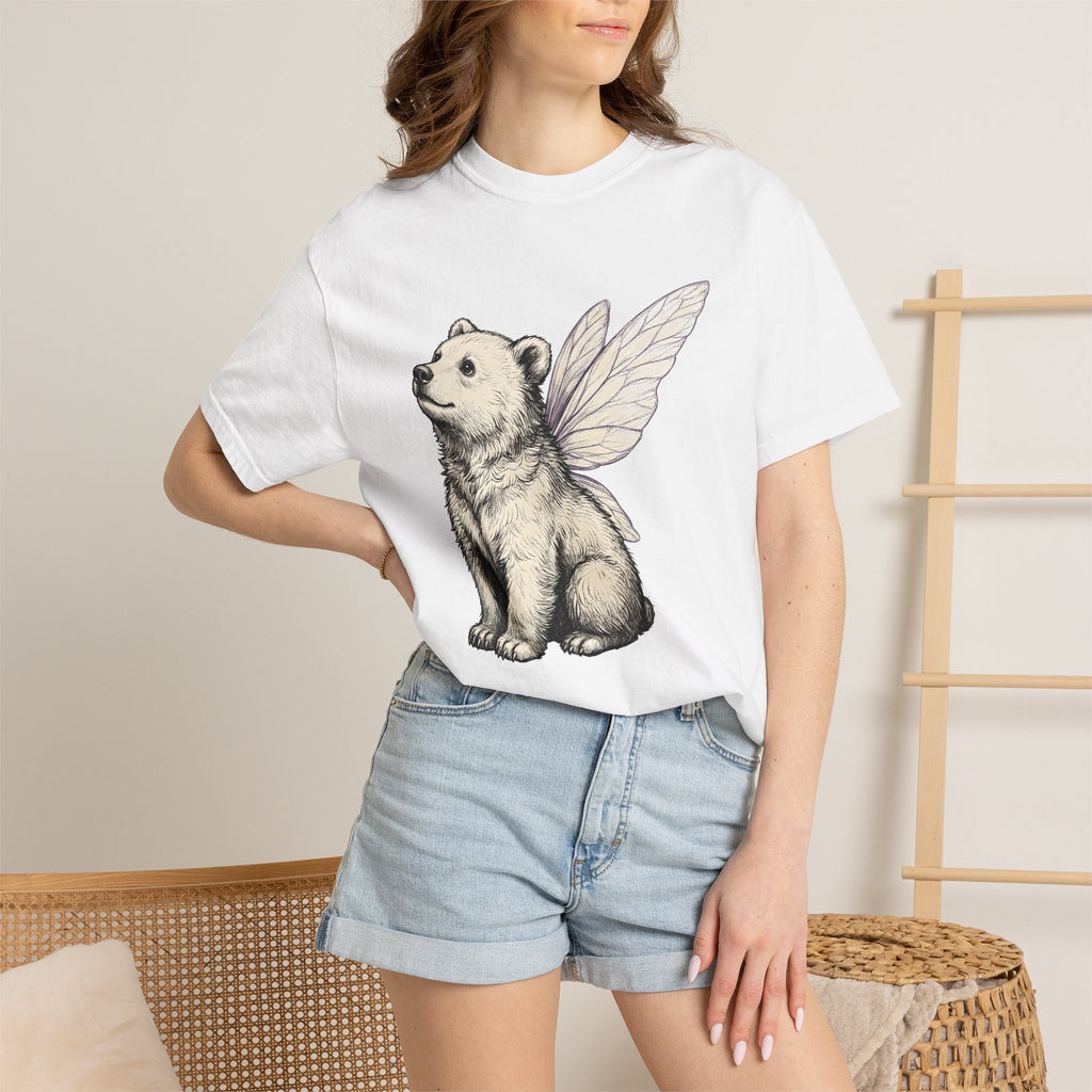 Fairy Bear Shirt Cute Fantasy Gift Women Whimsical Tee Teddy Bear T-Shirt Adorable Fan Cartoon Tshirt Mythical Graphic Hand Drawn Stars
