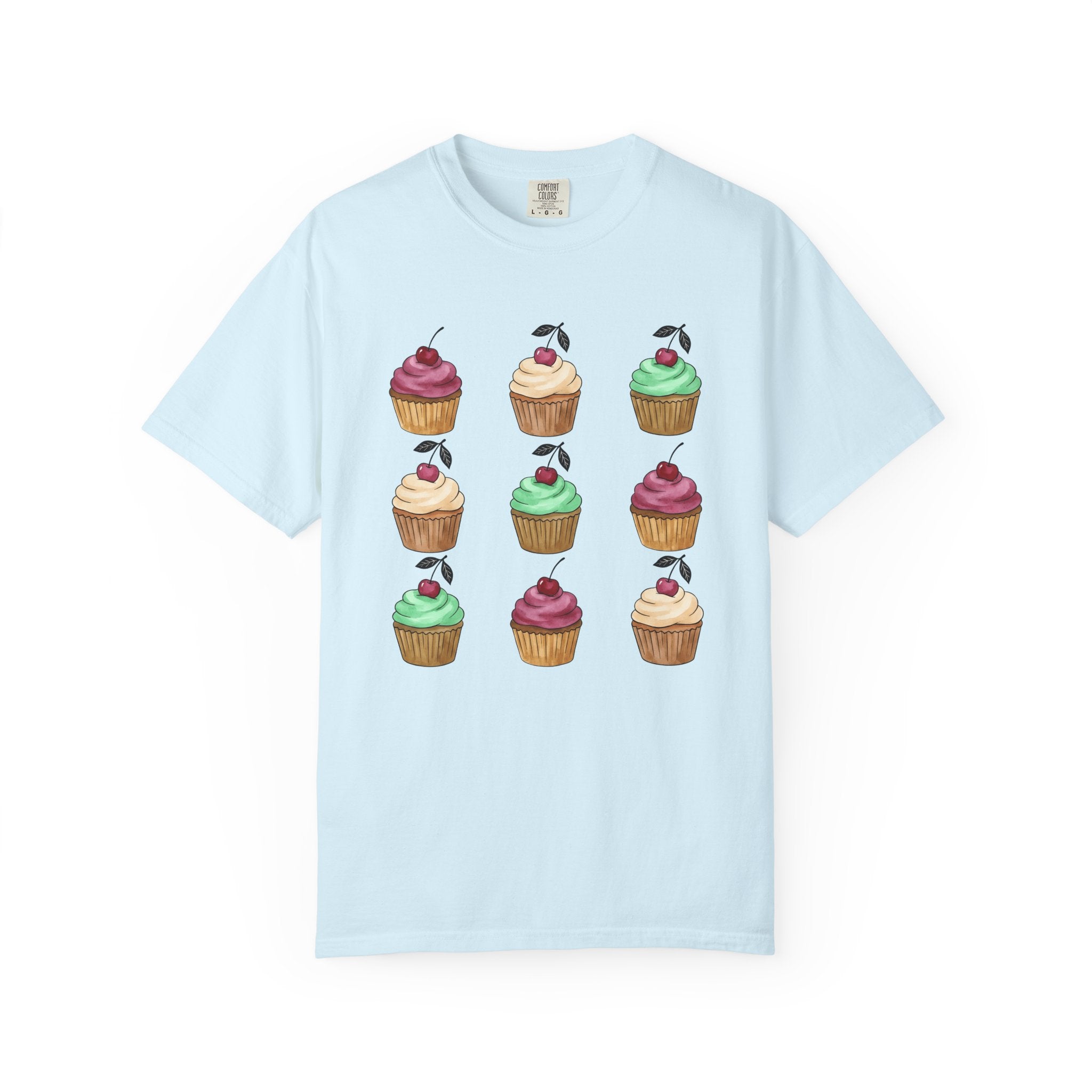 Cupcake Motif Shirt Desserts Sweets Gift Women Ink Tee Muffin T-Shirt Pastry Fan Tattoo Tshirt Treat Design Outline Cherry Tshirt