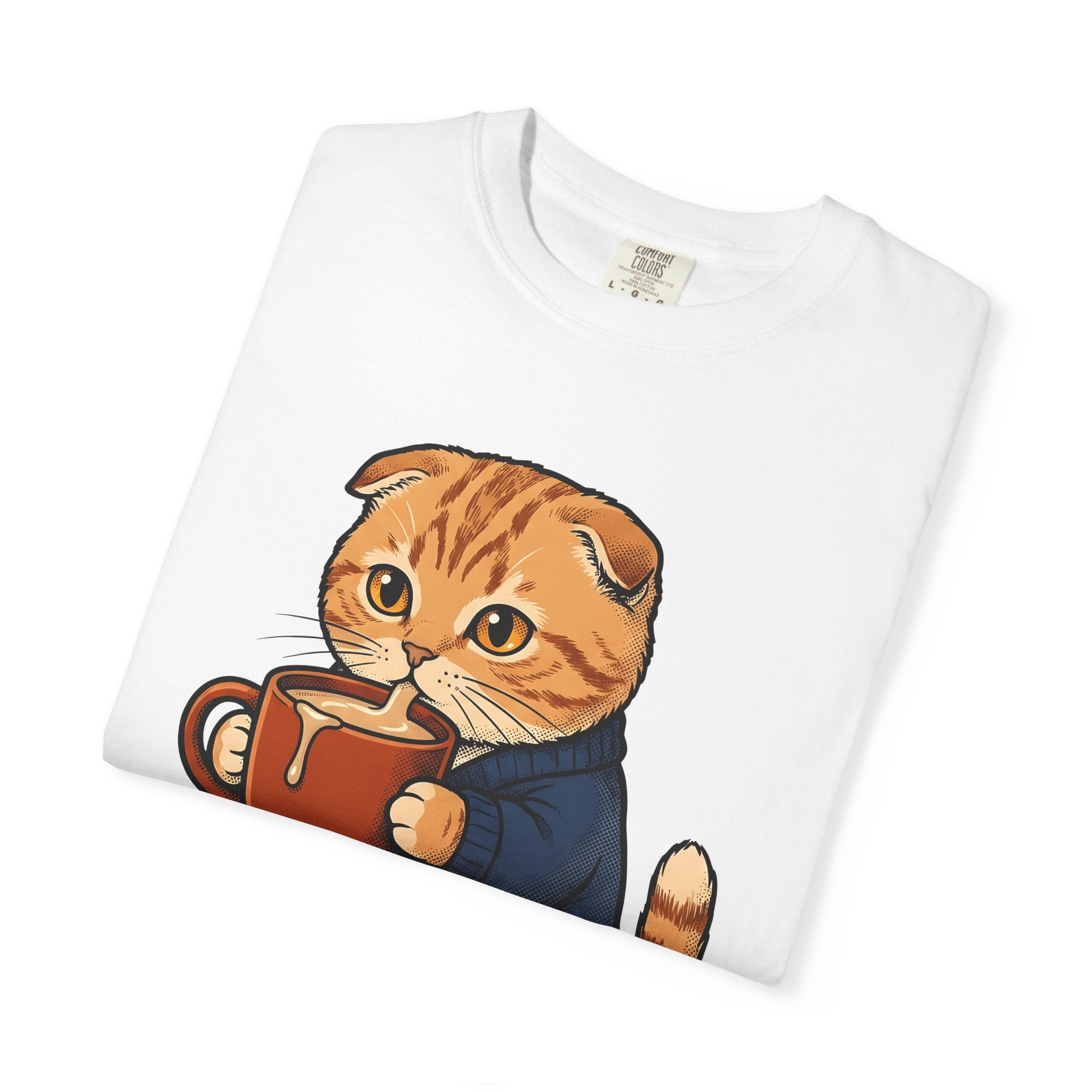 Feline Mocha Shirt Coffee Wildlife Gift Women Sweet Tee Cat T-Shirt Coffee Fan Cute Tshirt Animal Graphic Doodle Jumper Tshirt