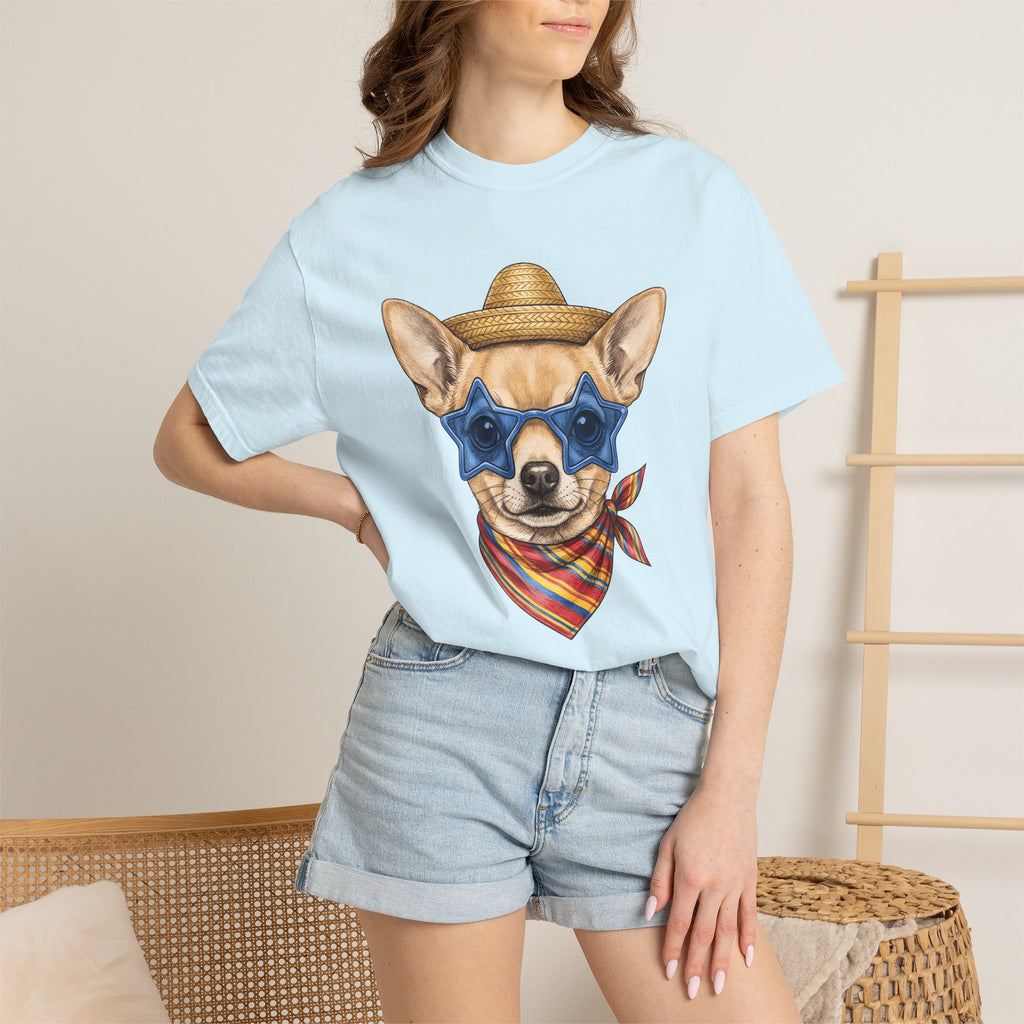 Chihuahua Puppy Shirt Dog Clothing Gift Women Sketch Tee Puppy T-Shirt Dog Fan Pup Drawing Clothing Graphic Retro Star Glasses Tshirt