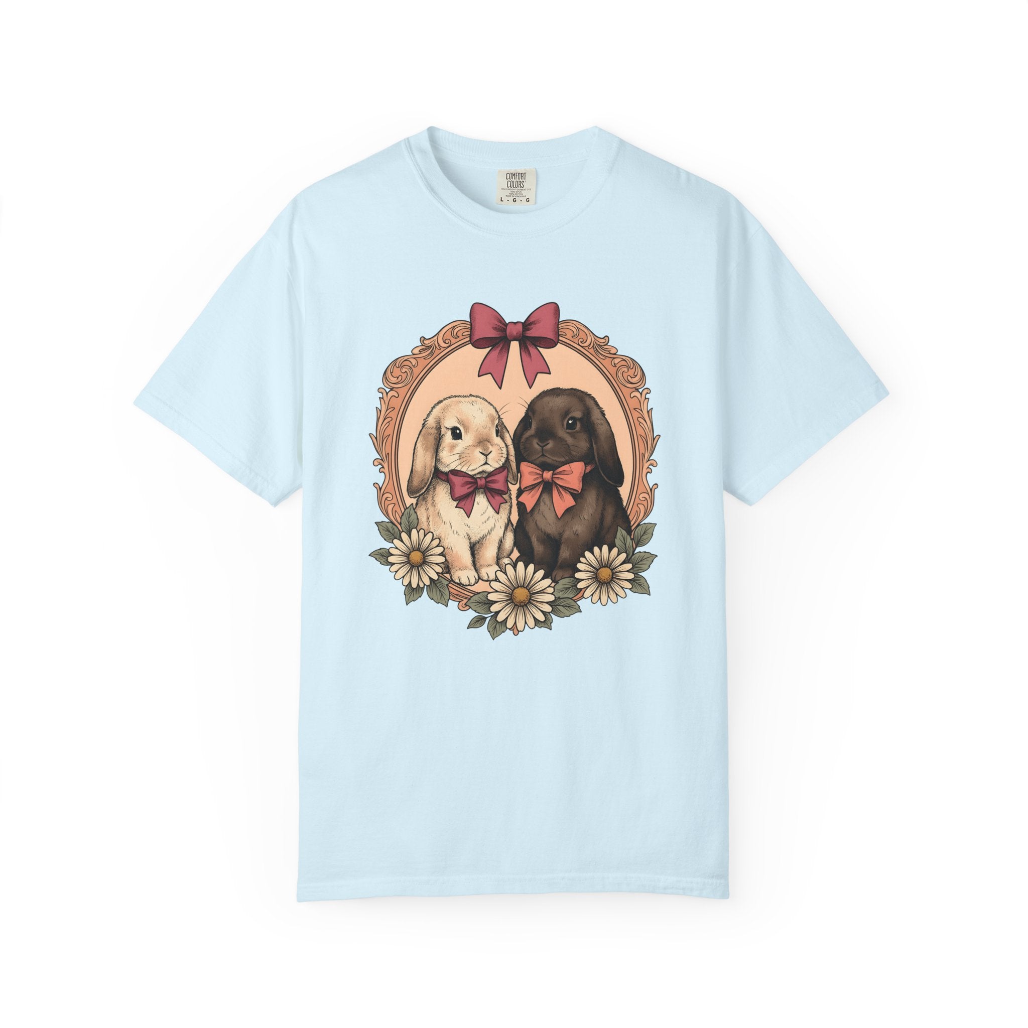 Bunny Duo Shirt Valentine's Day Wildlife Gift Women Antique Tee Rabbit Pair T-Shirt Valentine Fan Vintage Tshirt Animal Graphic Doodle