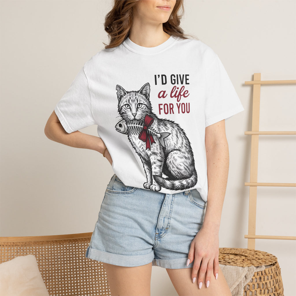 Cat Fishbone Shirt St. Valentine's Day Animal Gift Women Hand Drawn Tee Fish Skeleton T-Shirt Valentine Fan Illustrated Graphic Tshirt