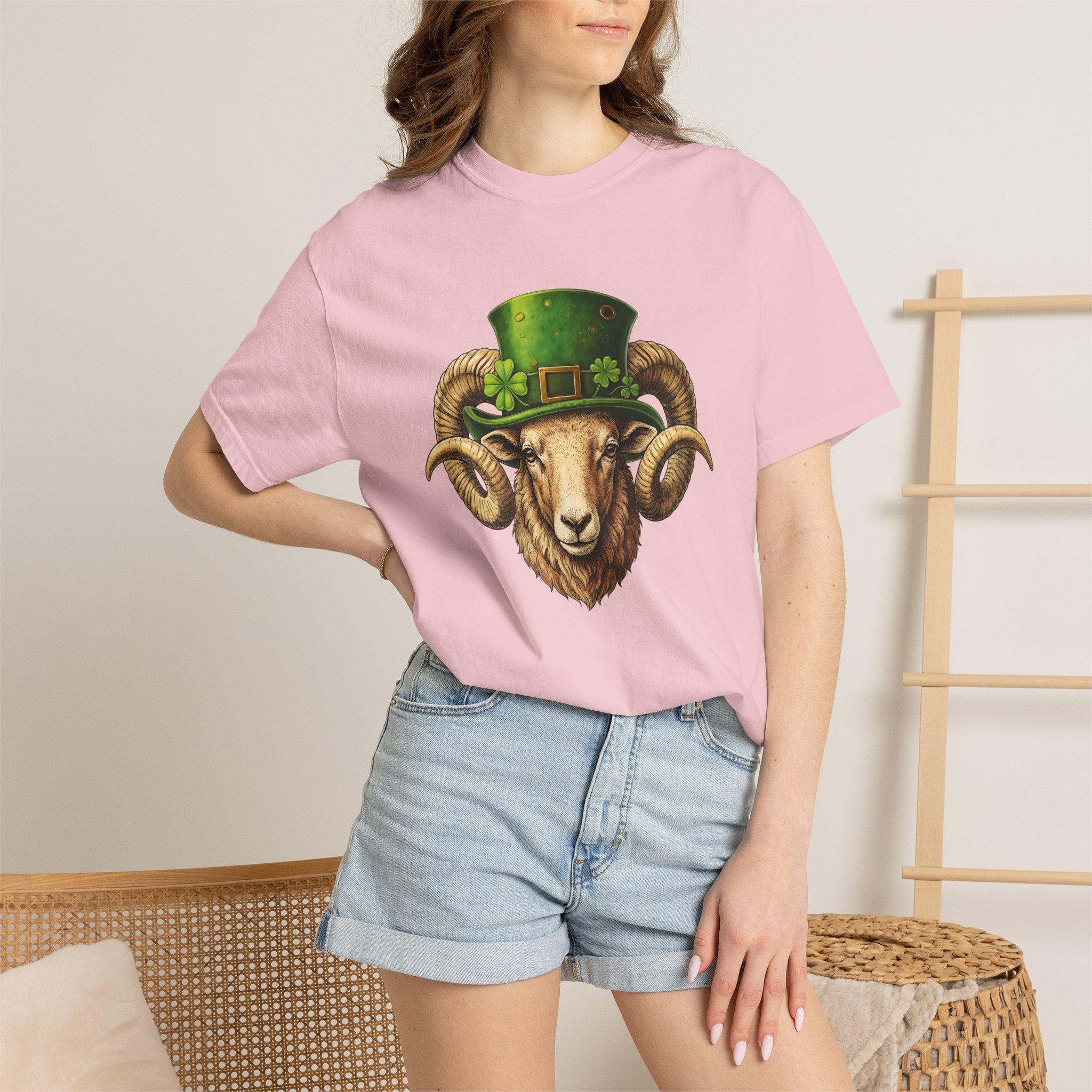 Ram Leprechaun Hat Shirt St Patrick's Day Creatures Gift Women Old School Tee Leprechaun Hat T-Shirt St Patricks Fan Vintage Tshirt Monster