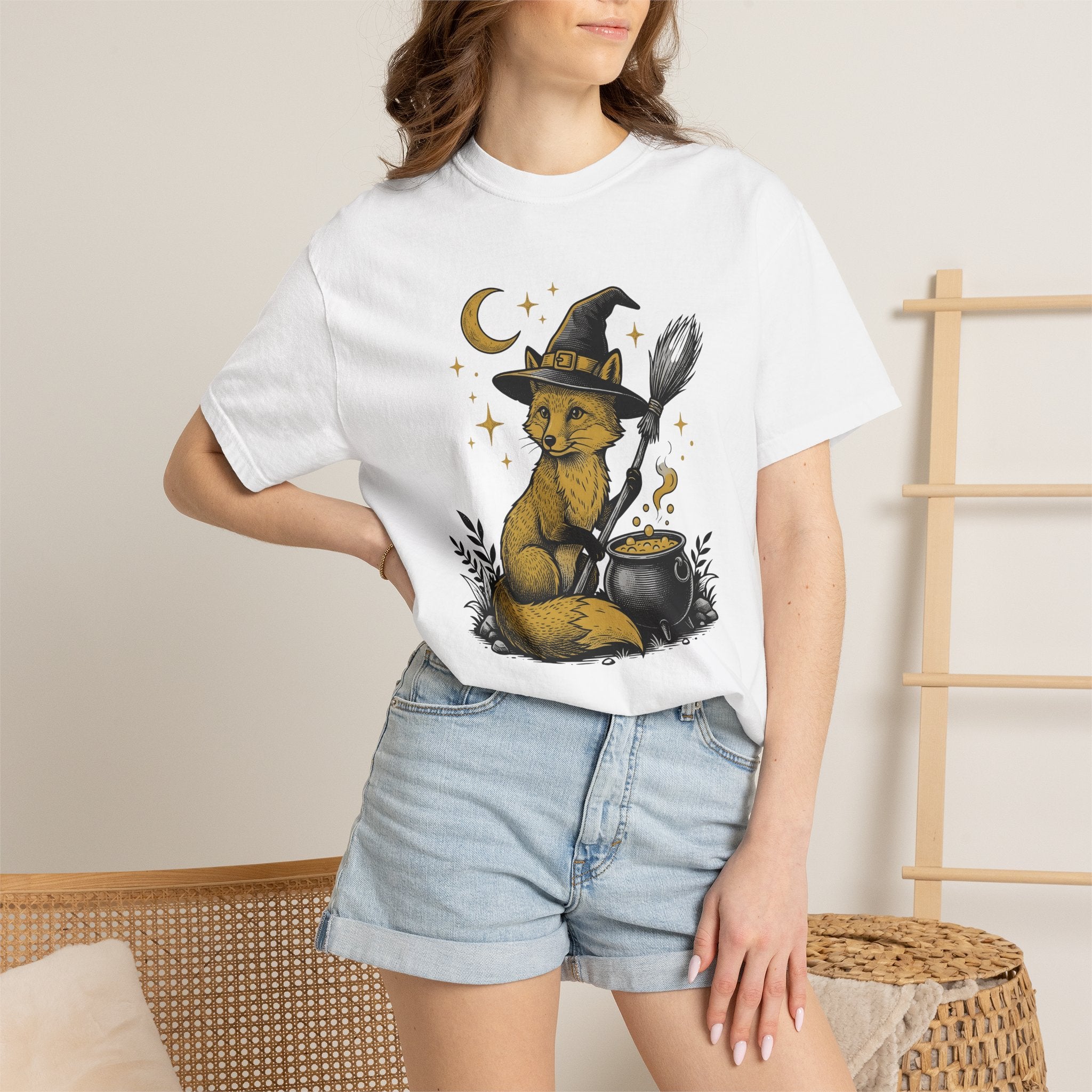 Magic Fox Shirt Halloween Creature Gift Women Retro Tee Fox T-Shirt Horror Fan Kitschy Tshirt Monster Graphic Sketch Pot Tshirt