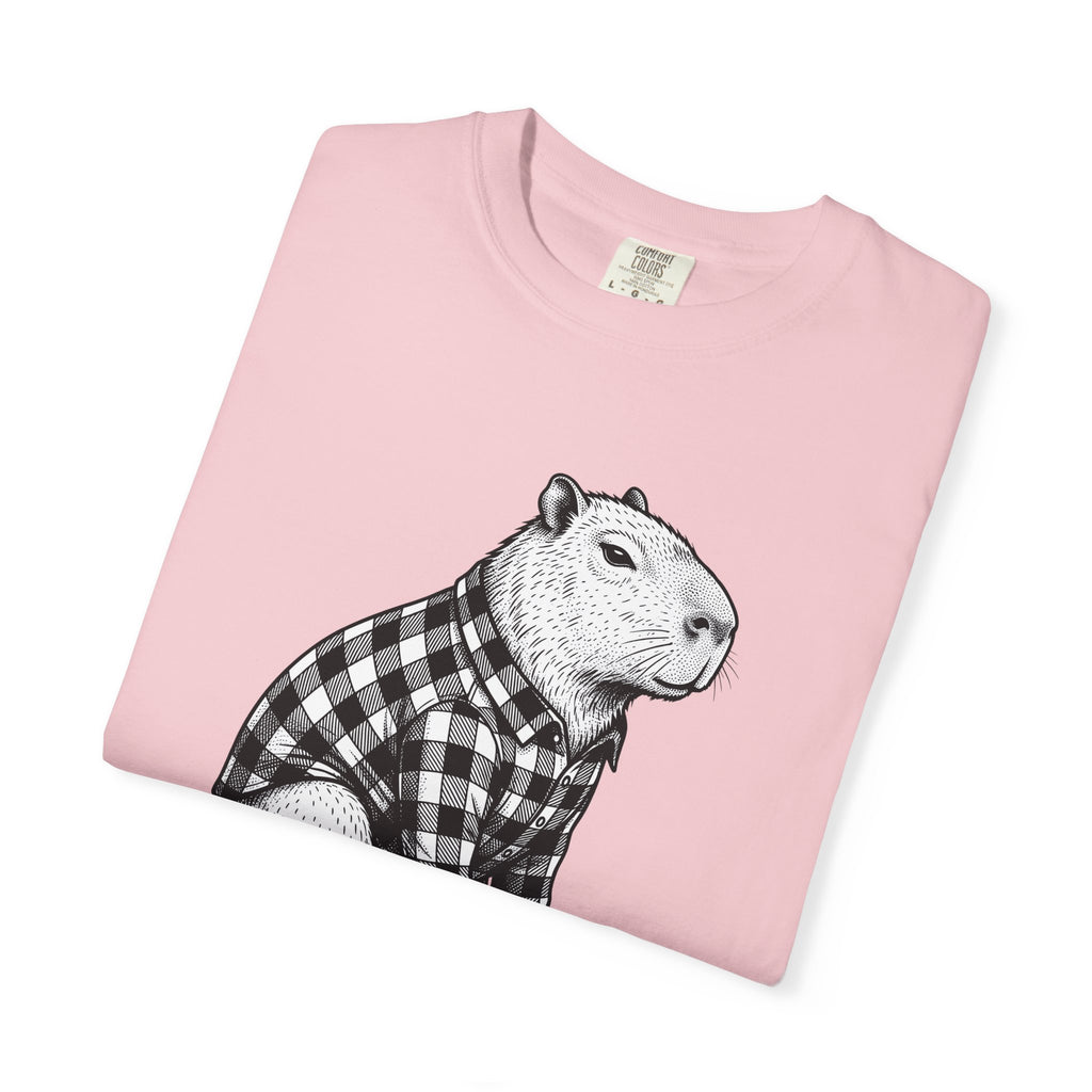 Capybara Skateboard Shirt Animals Comedy Gift Women Doodle Tee Rodent T-Shirt Wildlife Fan Cartoon Tshirt Humor Graphic Classic Plaid