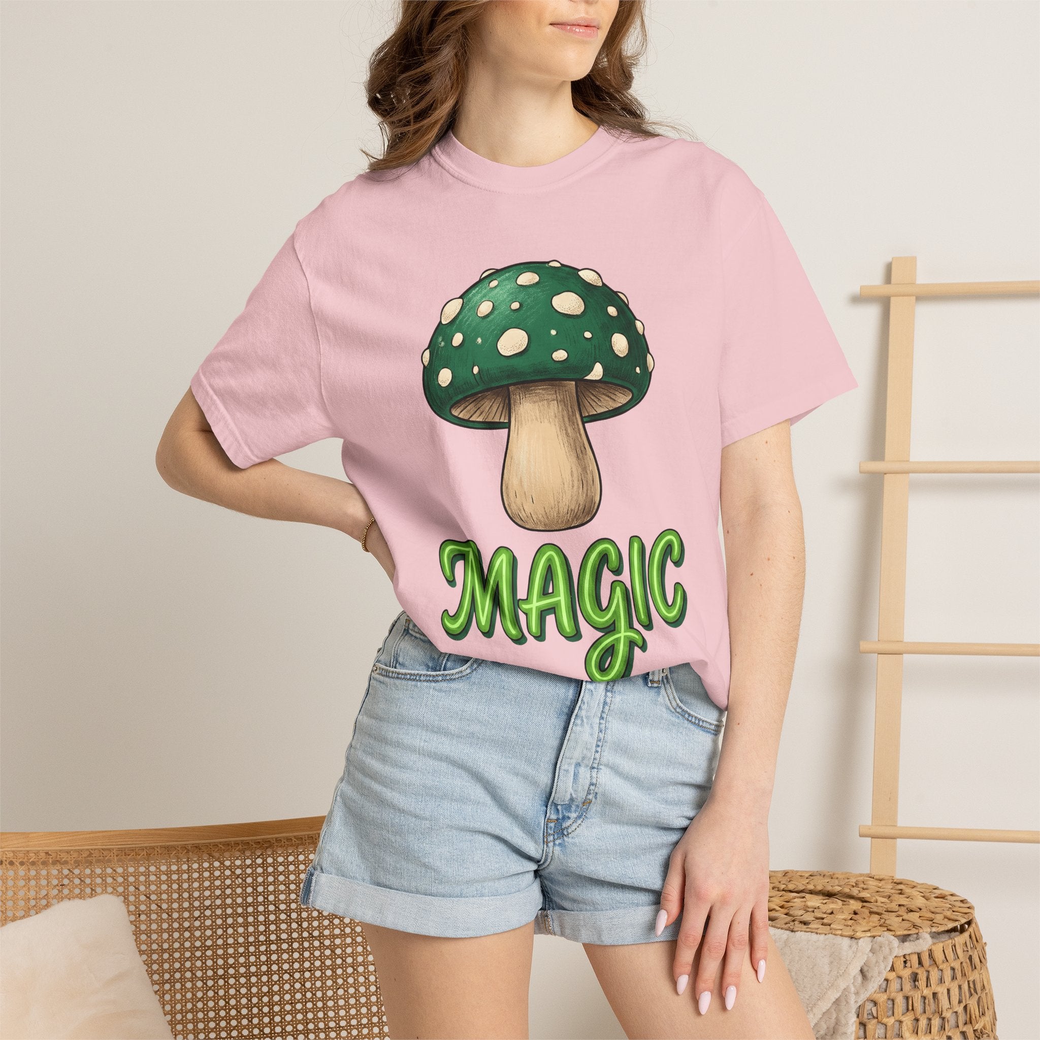 Green Fungus Shirt St Patrick's Day Wildlife Gift Women Line Art Tee Mushroom T-Shirt Shamrock Fan Fungus Graphic Tshirt Classic Speckles