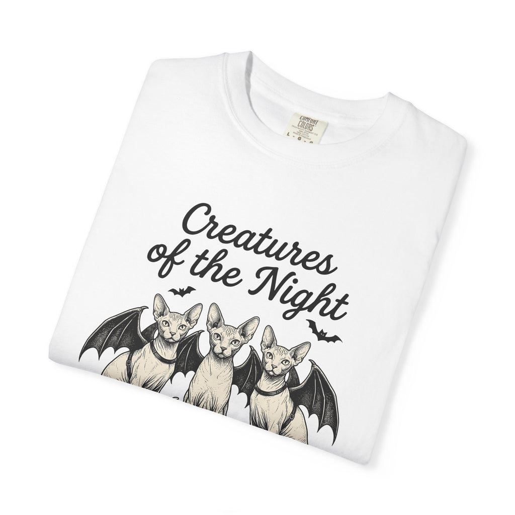 Sphynx Cat Bat Wings Shirt Cat Autumn Gift Women Horror Tee Hairless Cat T-Shirt Cat Fan Creepy Tshirt Fall Graphic Distressed Pumpkin
