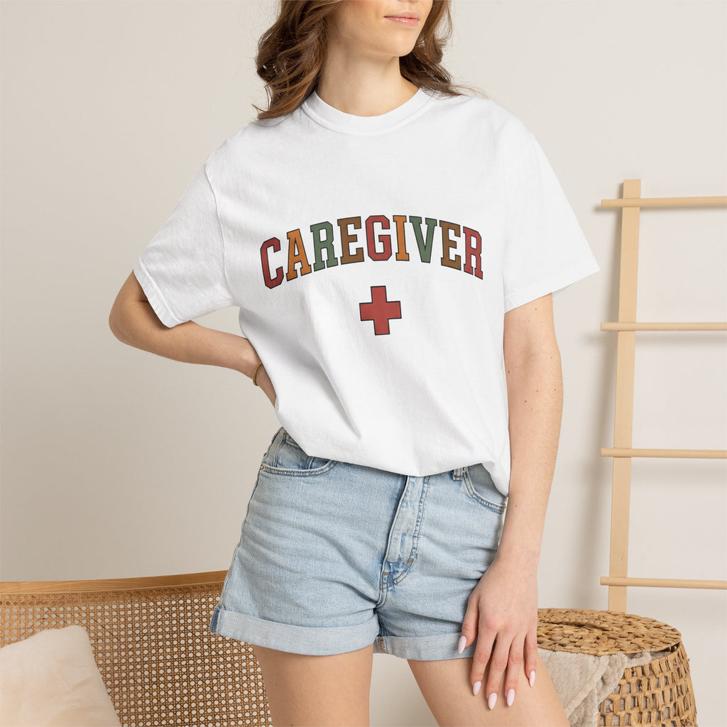 Caregiver Art Shirt Nurses Medical Gift Women Heavy Tee Caregiver T-Shirt Nurse Enthusiast Grunge Tshirt Healthcare Graphic Classic Medic