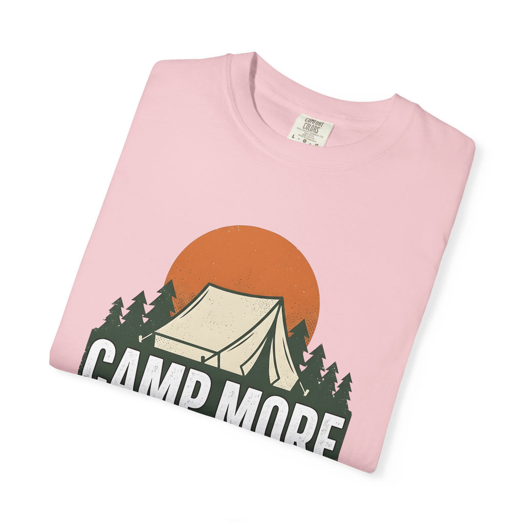 Camping Tent Shirt Camping Hiking Gift Women Vintage Tee Canopy T-Shirt Camper Enthusiast Distressed Tshirt Trekker Graphic Retro Pine Trees