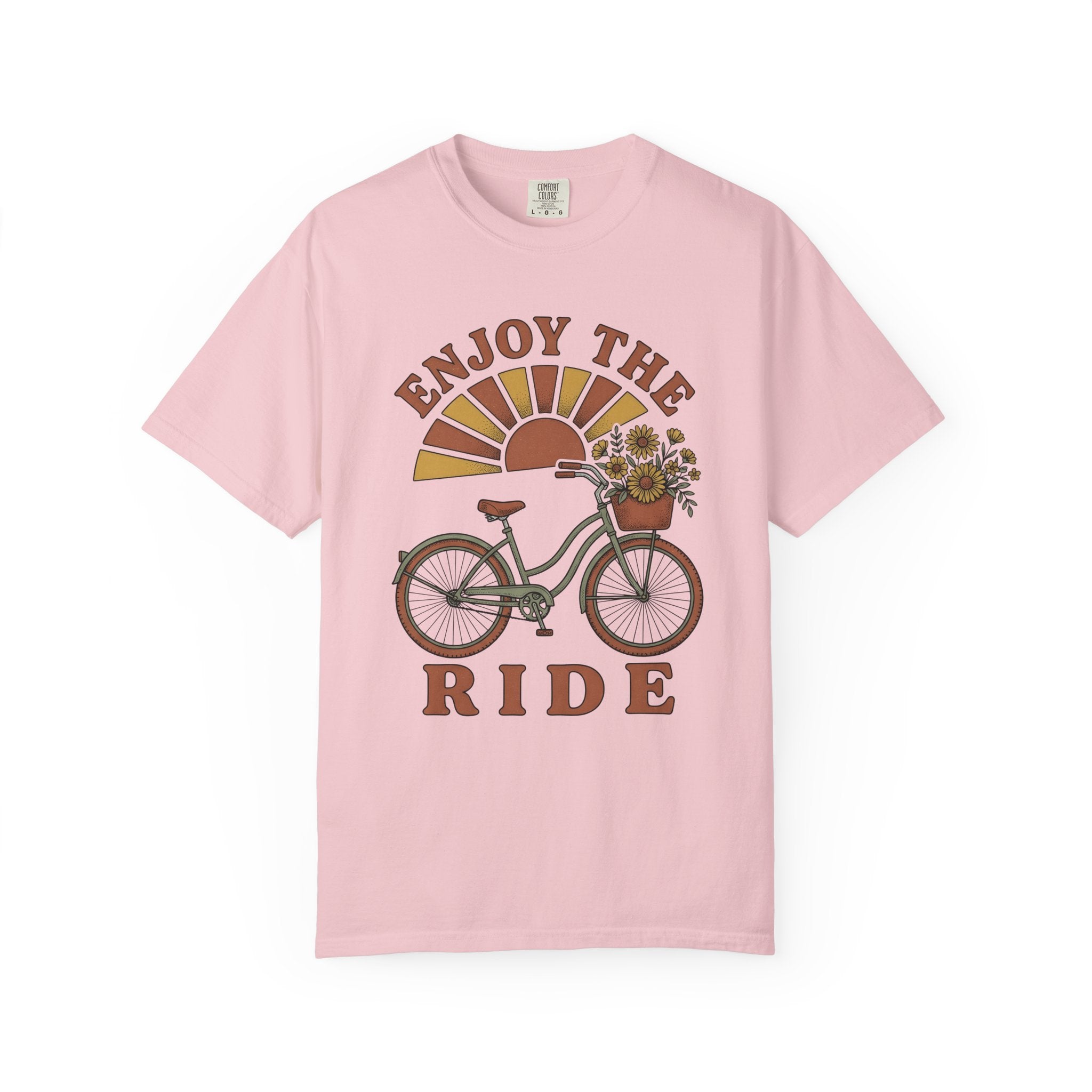 Bicycle Graphic Shirt Floral Nature Gift Women Vintage Tee Bike T-Shirt Botanical Fan Retro Tshirt Earth Graphic Hand Drawn Sun Tshirt