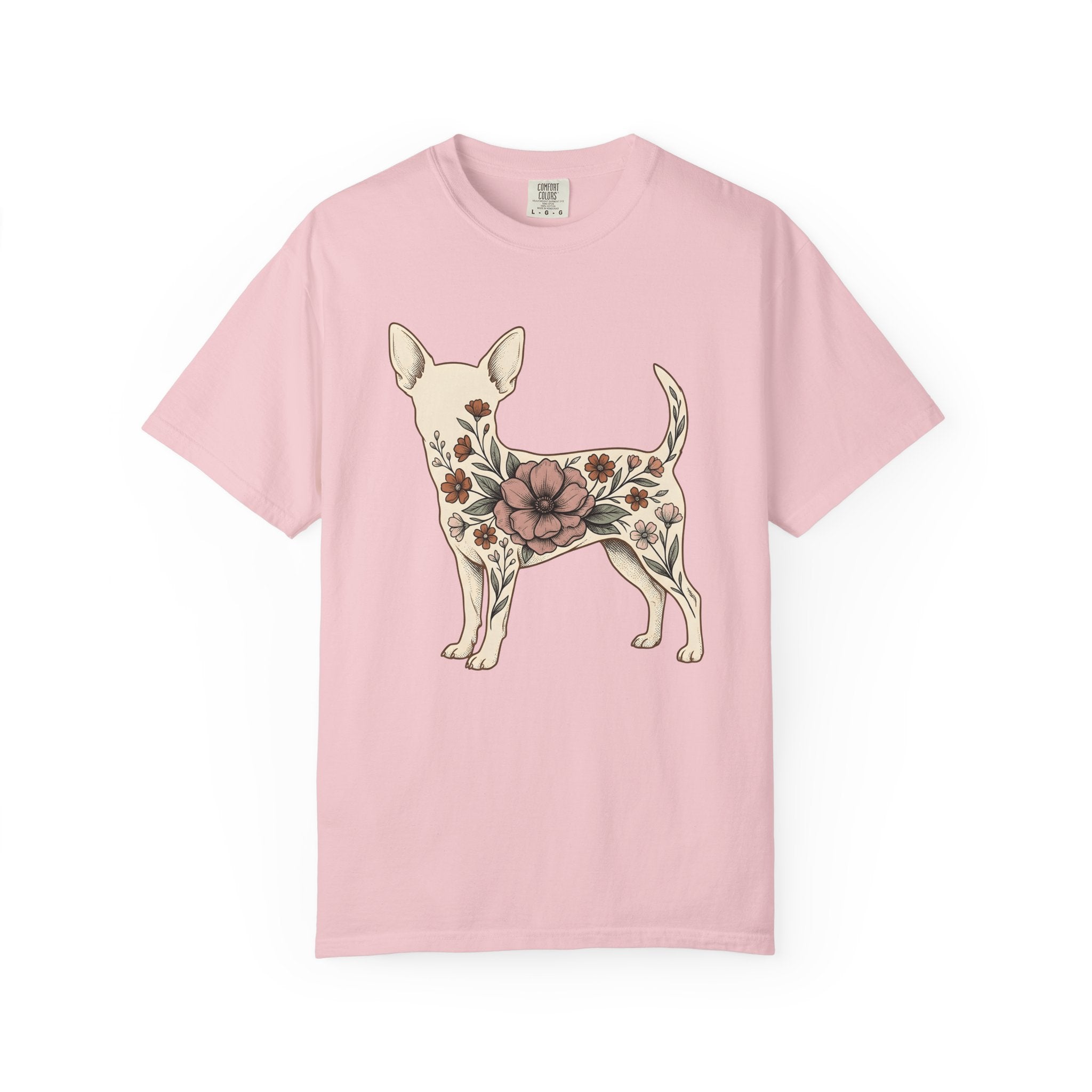 Chihuahua Bloom Shirt Dog Bouquet Gift Women Garden Tee Puppy T-Shirt Dog Fan Floral Tshirt Floral Graphic Hand Drawn Meadow Flowers Tshirt