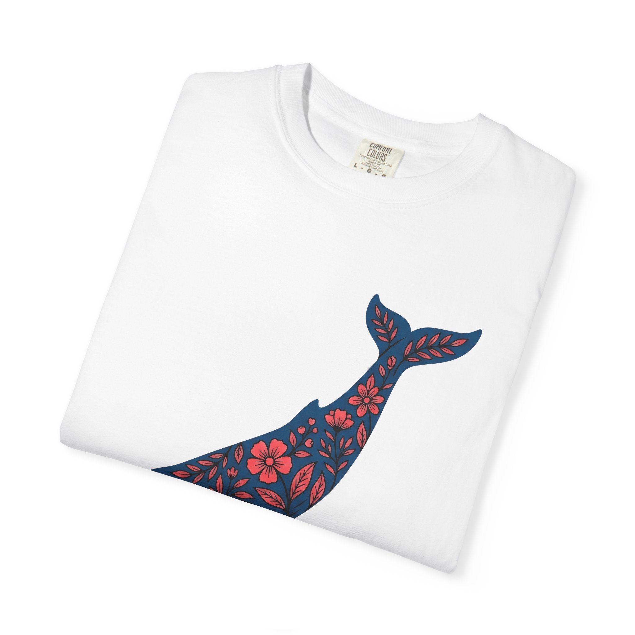Whale Blossom Shirt Animals Aquatic Gift Women Rustic Tee Whale Flower T-Shirt Wildlife Fan Marine Graphic Tshirt Sleek Plant Tshirt
