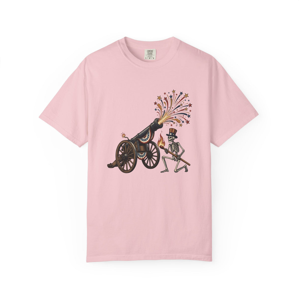 Skeleton Cannon Shirt 4th Of July Patriotic Unisex Gift Vintage Tee Cannon