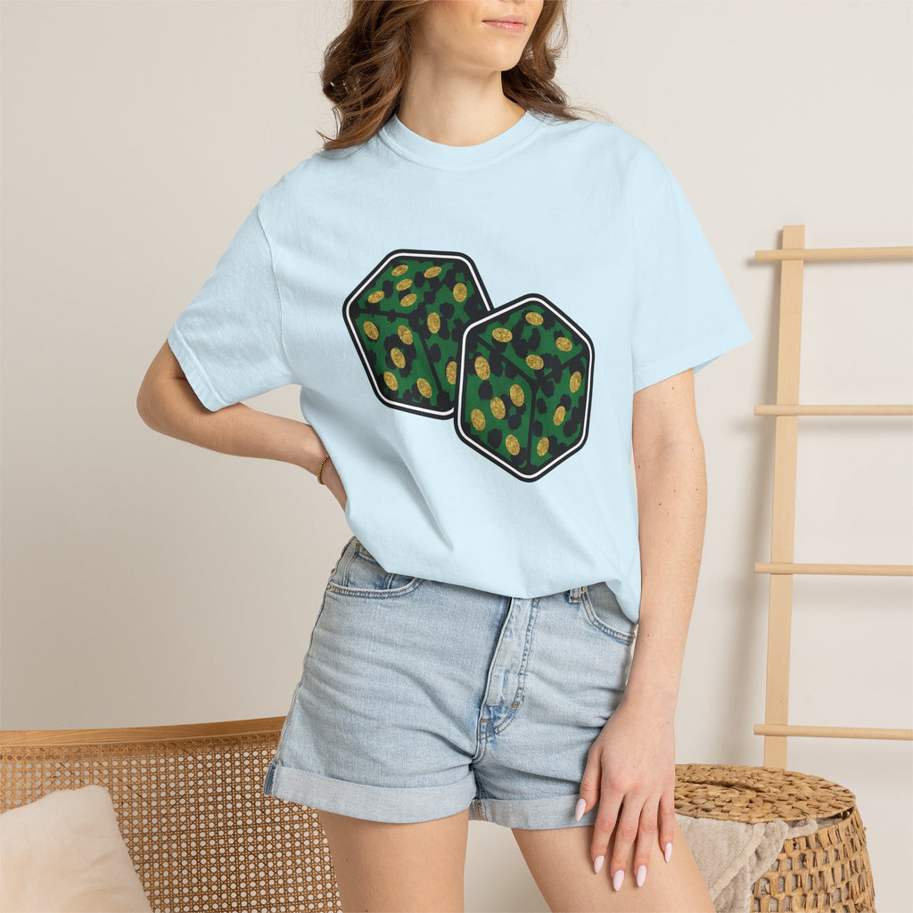 Lucky Dice Shirt St Patrick's Day Odds Gift Women Line Art Tee Dice T-Shirt Luck Fan Doodle Tshirt Probability Graphic Sketch Shiny Coins