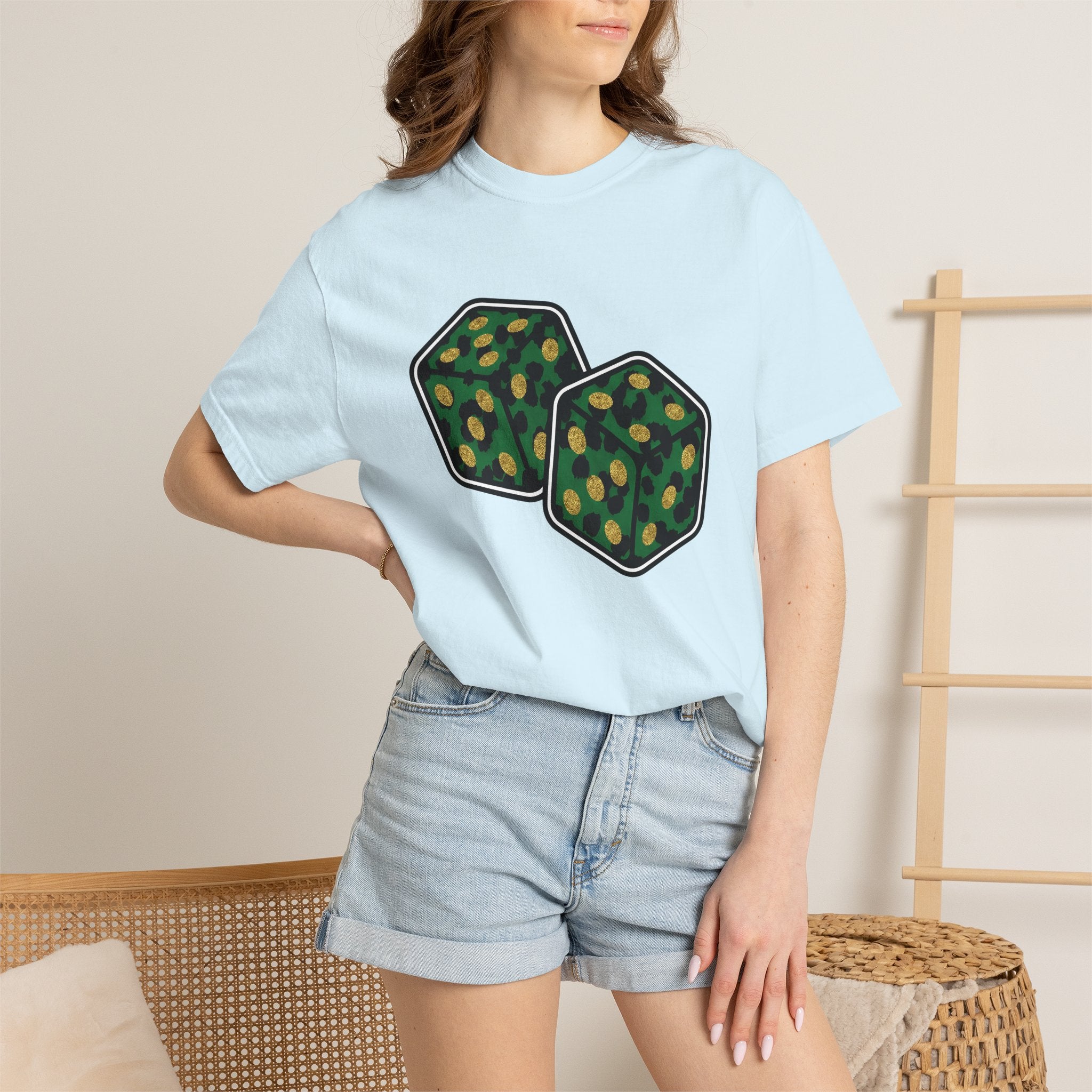 Lucky Dice Shirt St Patrick's Day Odds Gift Women Line Art Tee Dice T-Shirt Luck Fan Doodle Tshirt Probability Graphic Sketch Shiny Coins