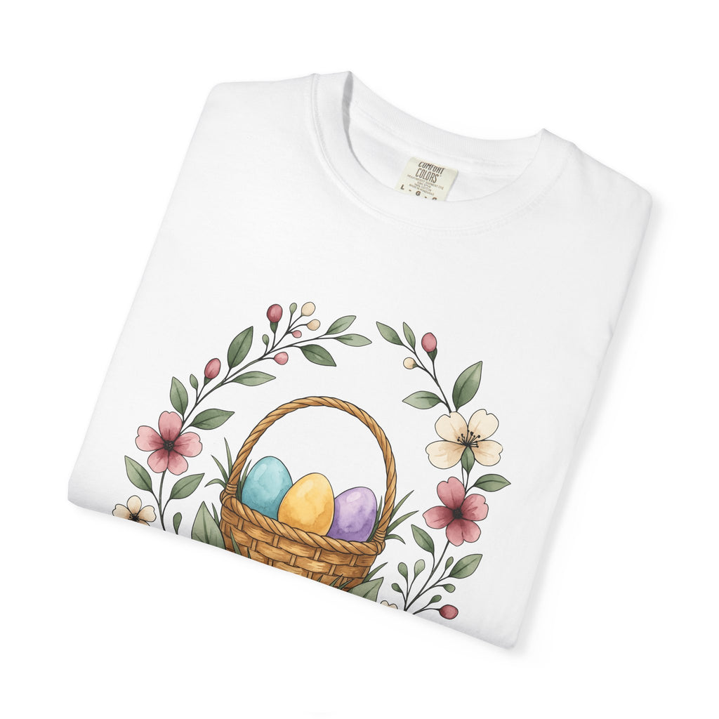 Easter Basket Shirt Easter Plants Gift Women Illustration Tee Easter Basket T-Shirt Easter Fan Spring Tshirt Floral Graphic Doodle Floral